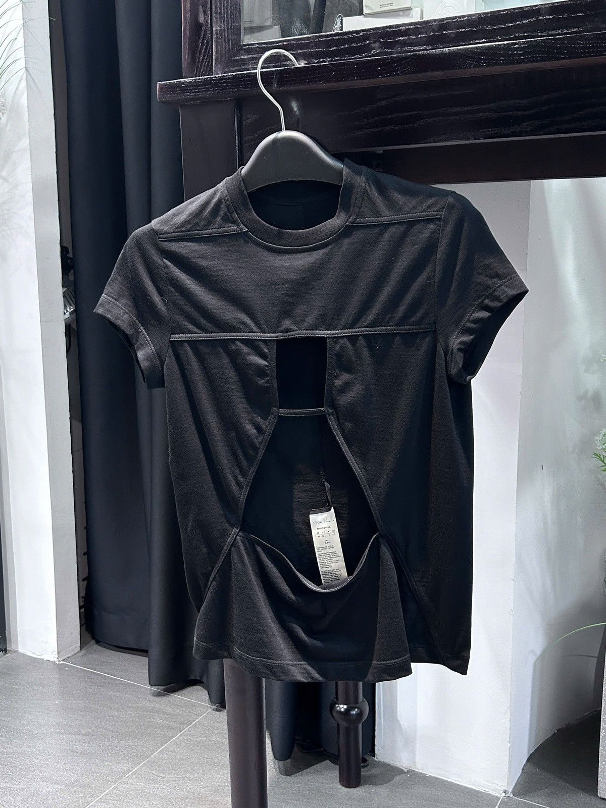 Rick Owens Rick Owens Cutout cotton jersey T-shirt Size US XXS / EU 40 - 1 Thumbnail