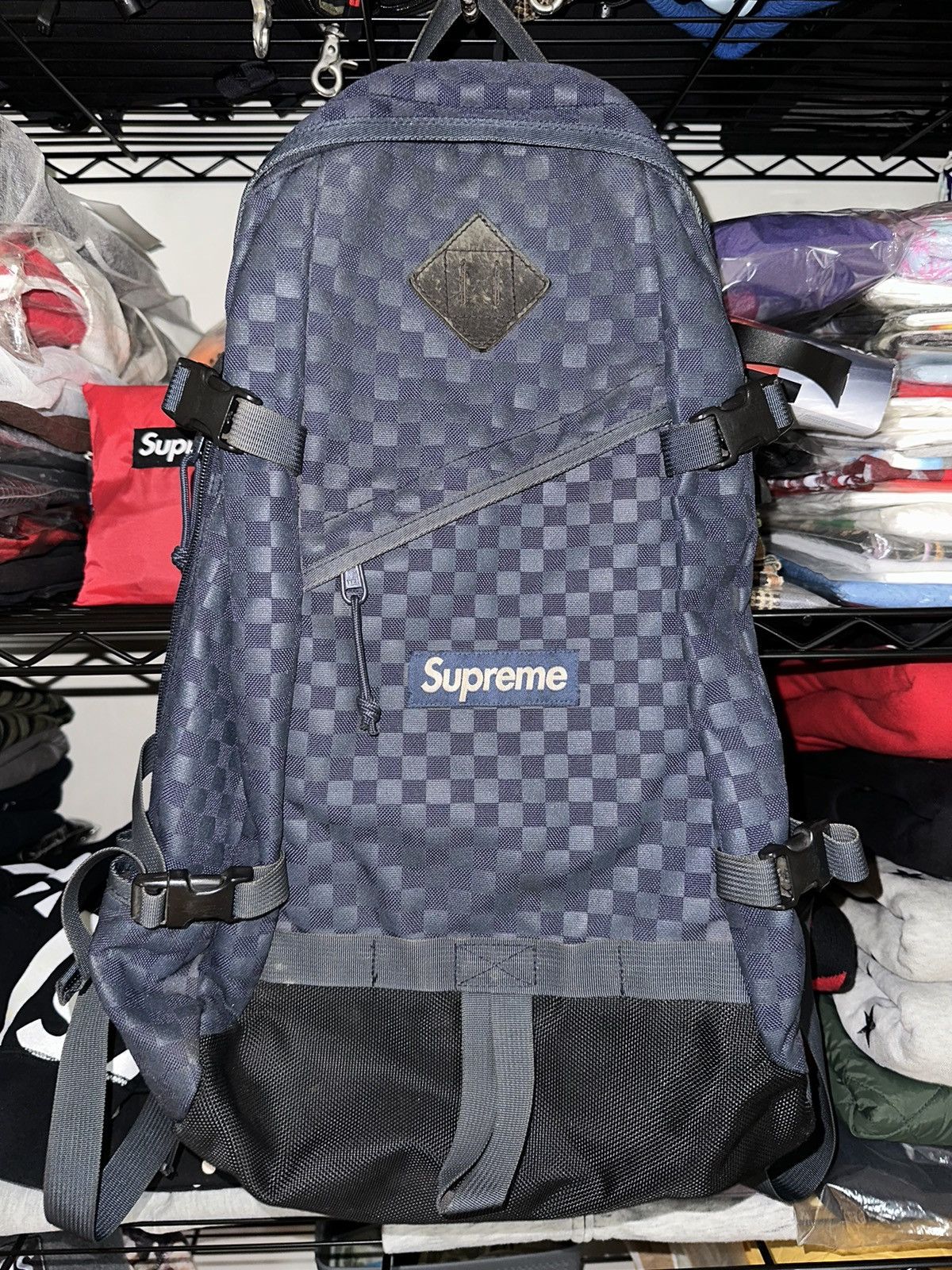 Supreme checkered backpack store