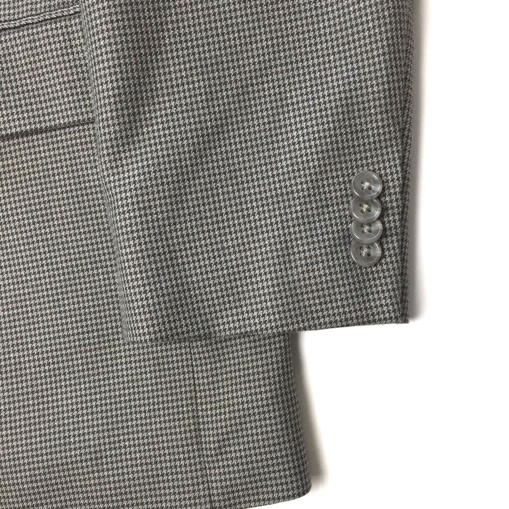 Michael Kors Michael Kors Blazer Mens 42L Gray Houndstooth 2-Button Poly Rayon Long Sleeve Notch Lapel Size 42R - 5 Thumbnail