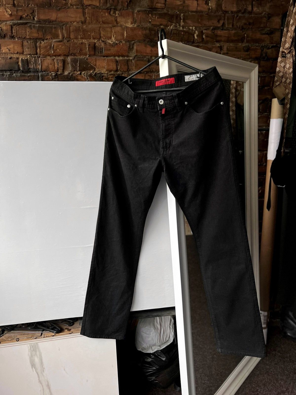 Designer × Pierre Cardin Pierre Cardin Men’s Black Solid Pant Jeans Pockets Zip Size US 34 / EU 50 - 1 Thumbnail