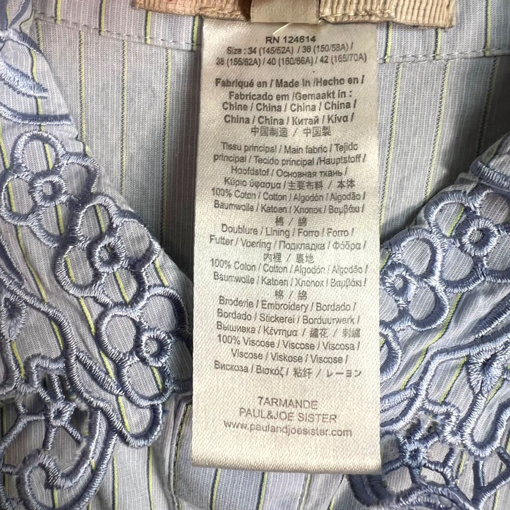 Paul & Joe VINTAGE Paul & Joe Sister Shirt Dress Womens 38 W/ Lace Embroidery & Stripes Size XS / US 0-2 / IT 36-38 - 4 Thumbnail