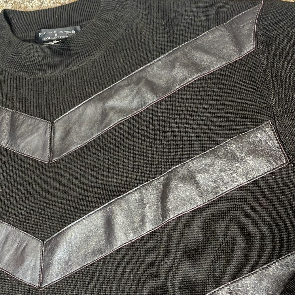 Protege Protégé Collection Mens XL Wool Blend Leather Trim Sweater Size US XL / EU 56 / 4 - 3 Thumbnail