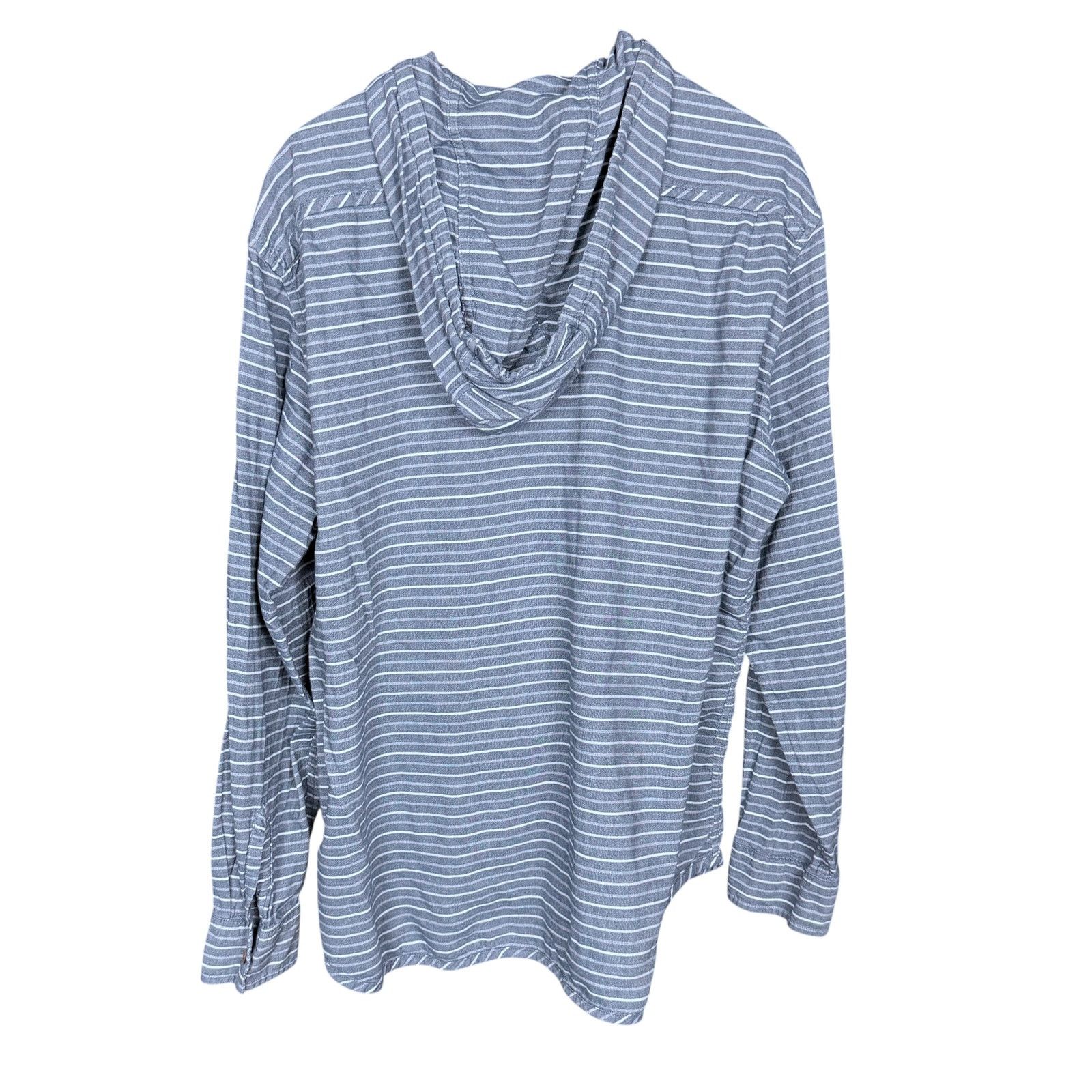 Lucky Brand Lucky Brand XL Striped Linen Blend Hooded Button-Up Shirt Size US XL / EU 56 / 4 - 7 Thumbnail