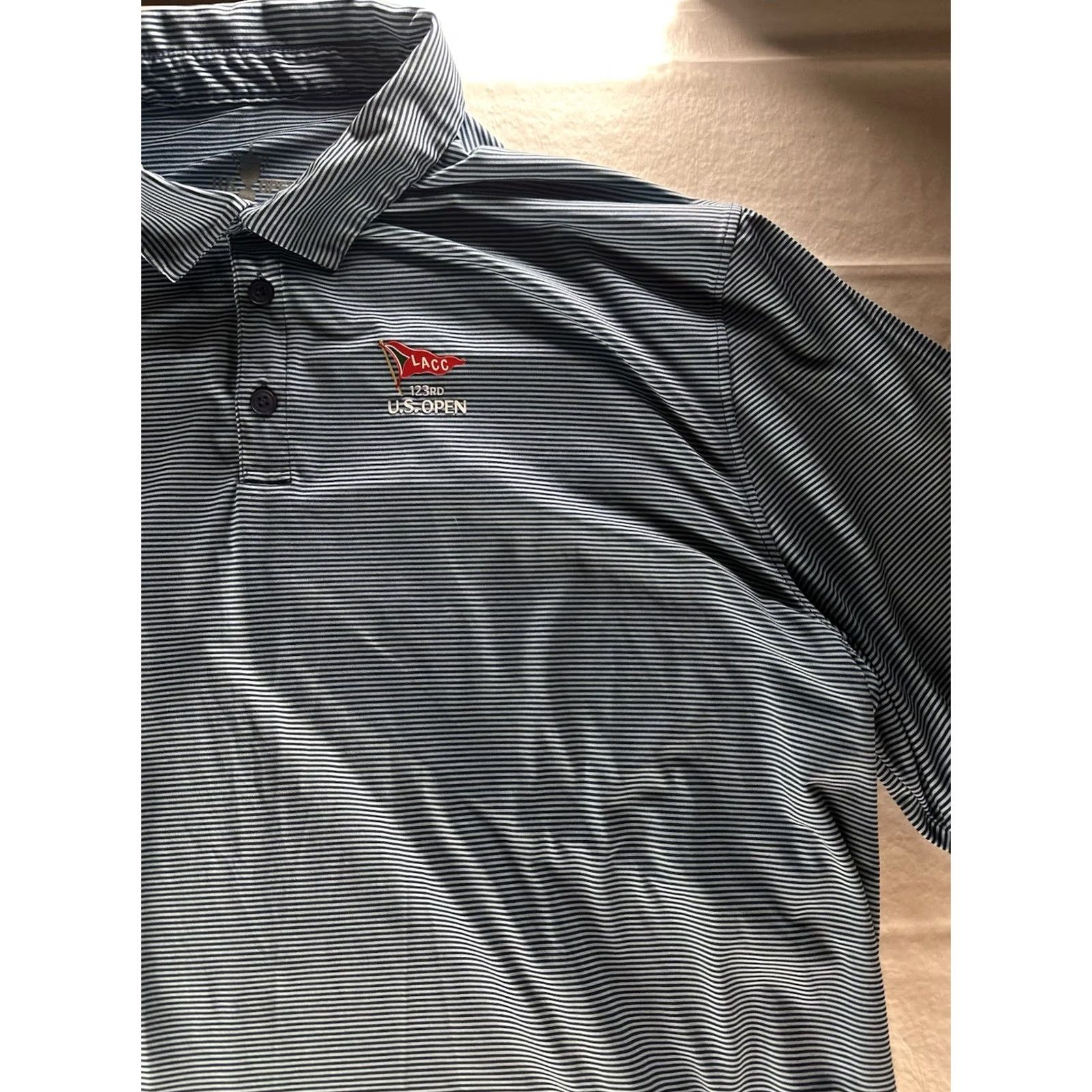 Vintage Polo Golf LACC 123rd US Open Polo Shirt Mens 3XL Blue Stripes Performance 1/4 Button Shirt Mens 3XL Blue Striped Size US XXL / EU 58 / 5 - 4 Thumbnail