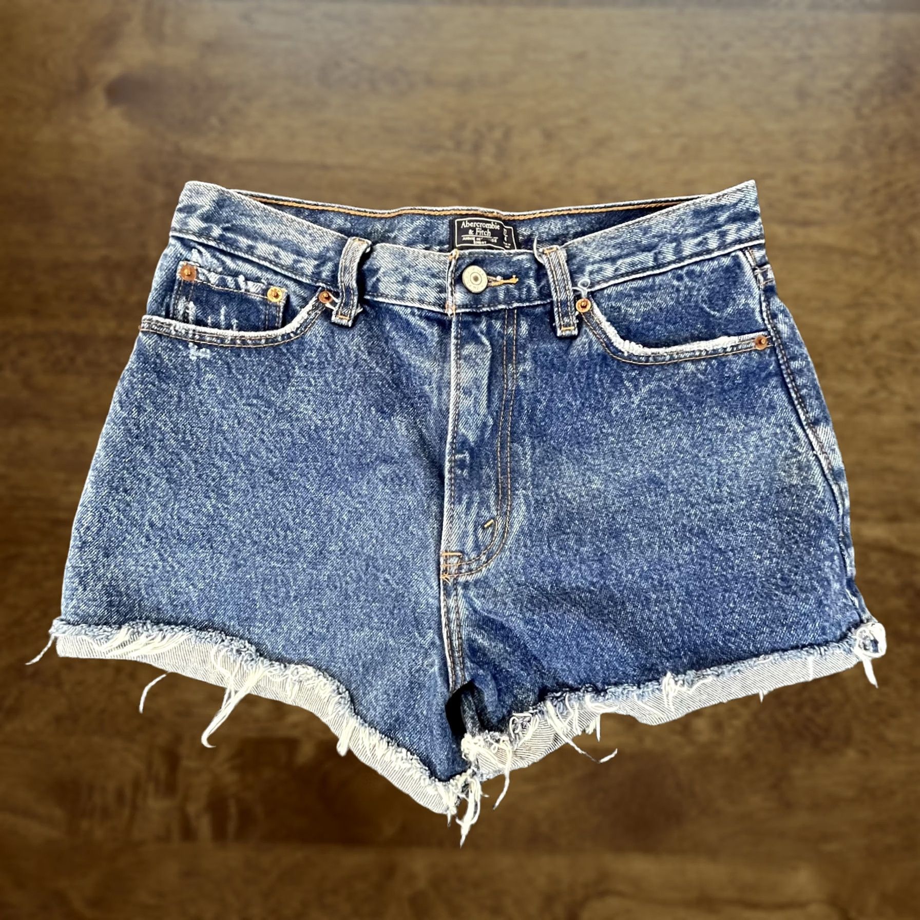 Abercrombie & Fitch Abercrombie & Fitch Shorts Womens 4 Blue Annie High Rise Distressed Denim Jean Shorts Jeans Distressed Charcoal? Size 27" / US 4 / IT 40 - 1 Thumbnail