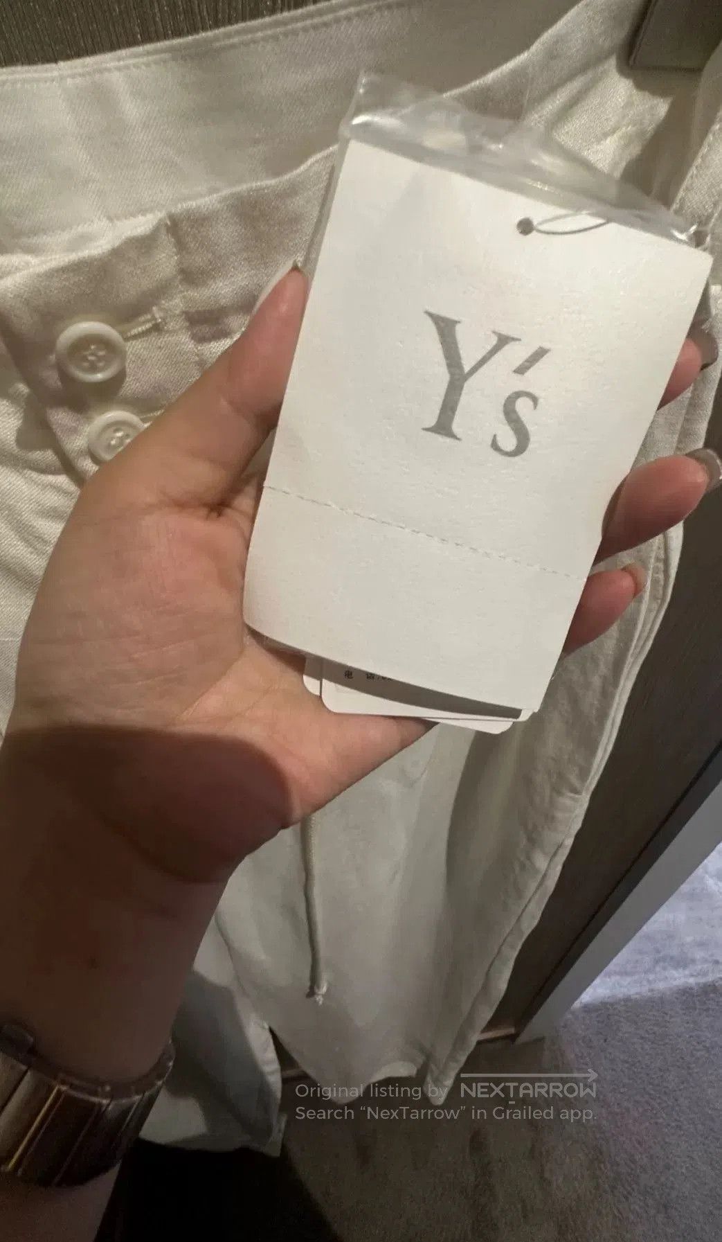 Y's White Casual Pants with Drawstring. Size 24" / US 00 / IT 34 - 6 Thumbnail