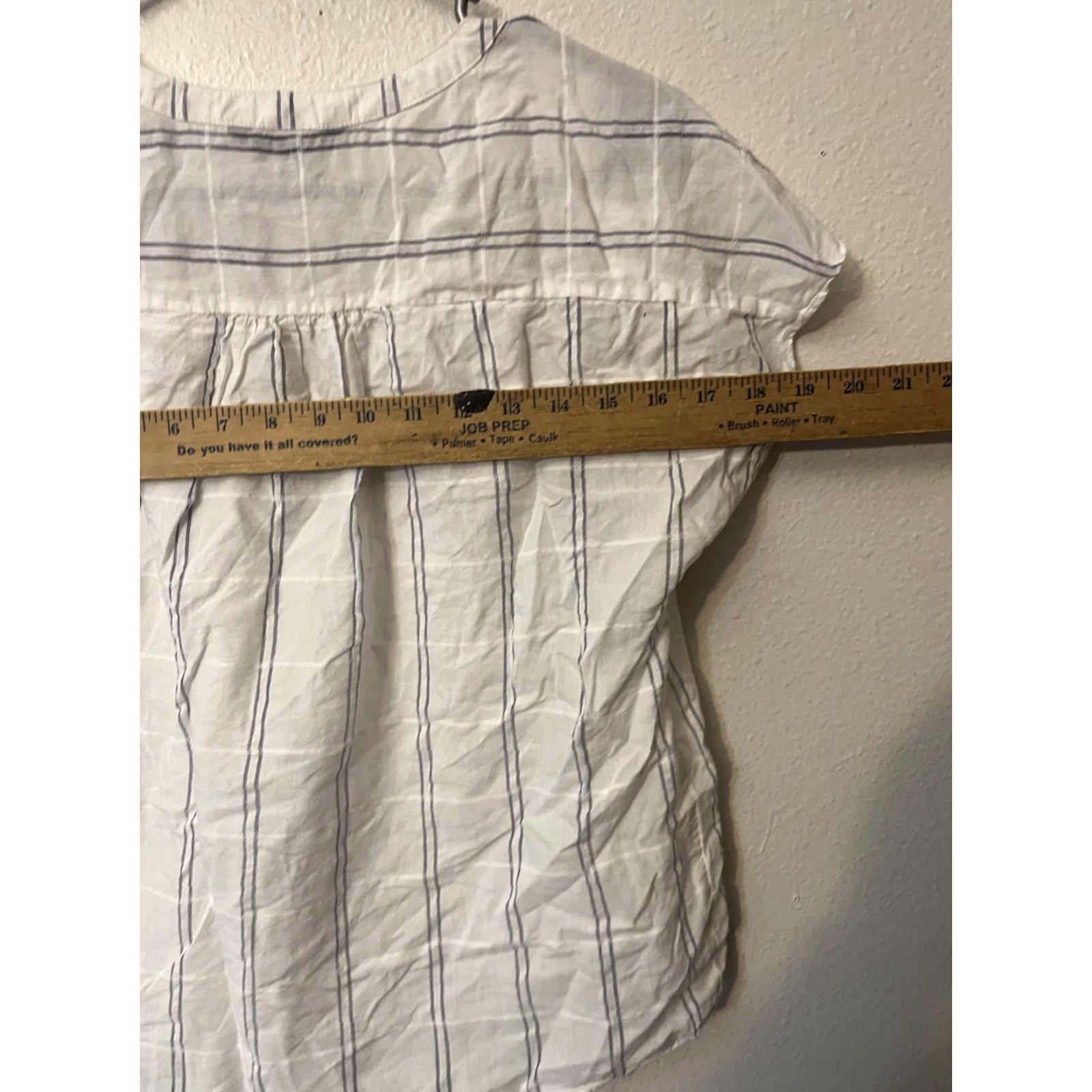 Banana Republic Banana Republic Blouse Women Cap Sleeve Plaid Small White Multicolor - S - Regular - Shirt - Women Size S / US 4 / IT 40 - 5 Thumbnail