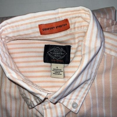 St. Johns Bay ST JOHN'S BAY Peach 2 tone stripe comfort stretch button fro Size US L / EU 52-54 / 3 - 10 Thumbnail