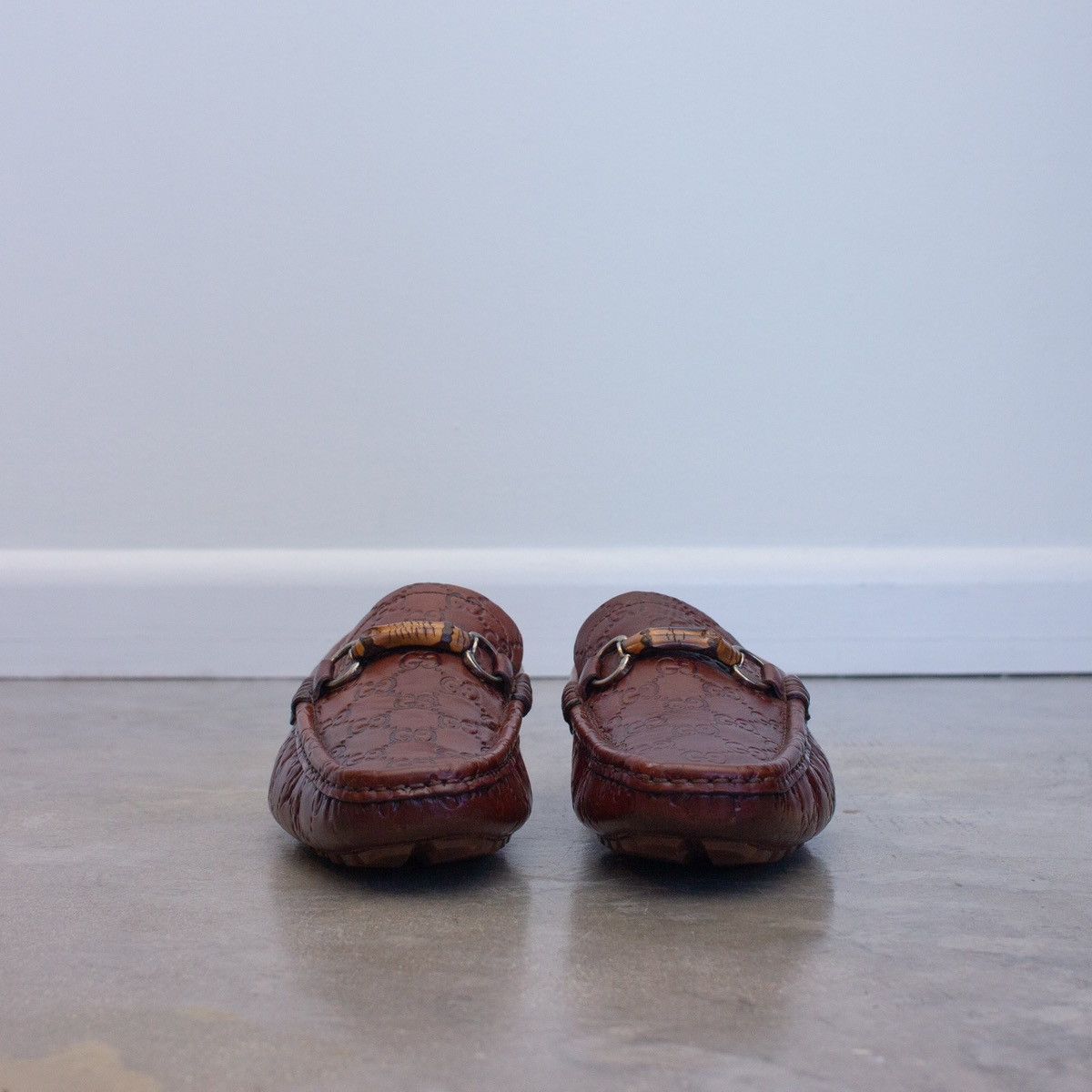 Gucci GUCCI Guccissima Brown Leather Drivers Bamboo Loafers Size US 8.5 / EU 41-42 - 6 Thumbnail