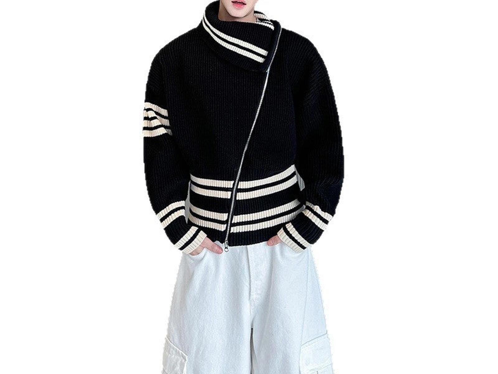Japanese Brand Striped Ribbed Turtleneck Sweater, Relaxed Fit Knitwear Size US M / EU 48-50 / 2 - 10 Thumbnail