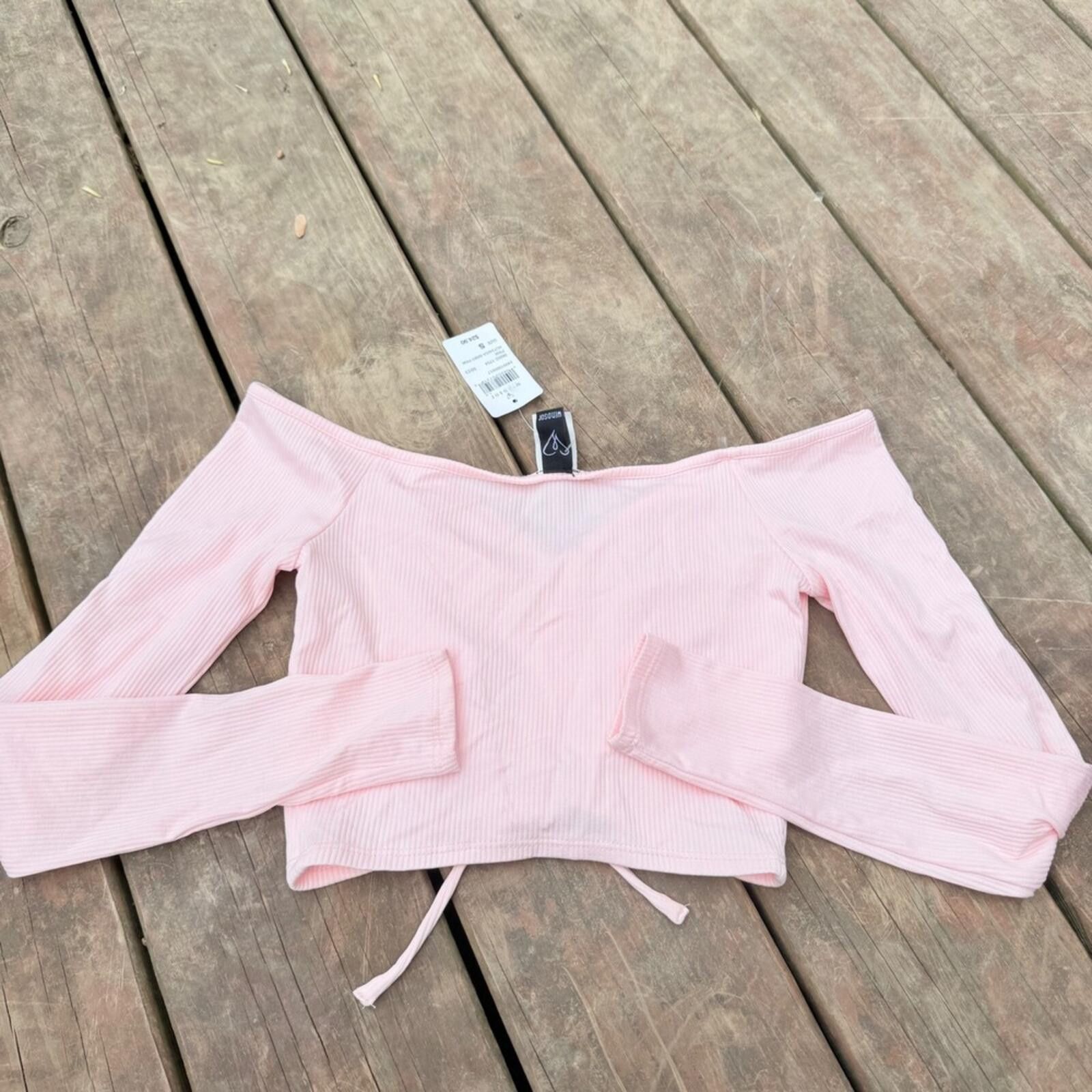 Windsor Smith Windsor Pink Ribbed Off The Shoulder Crop Top NWT Size Small Size S / US 4 / IT 40 - 3 Thumbnail