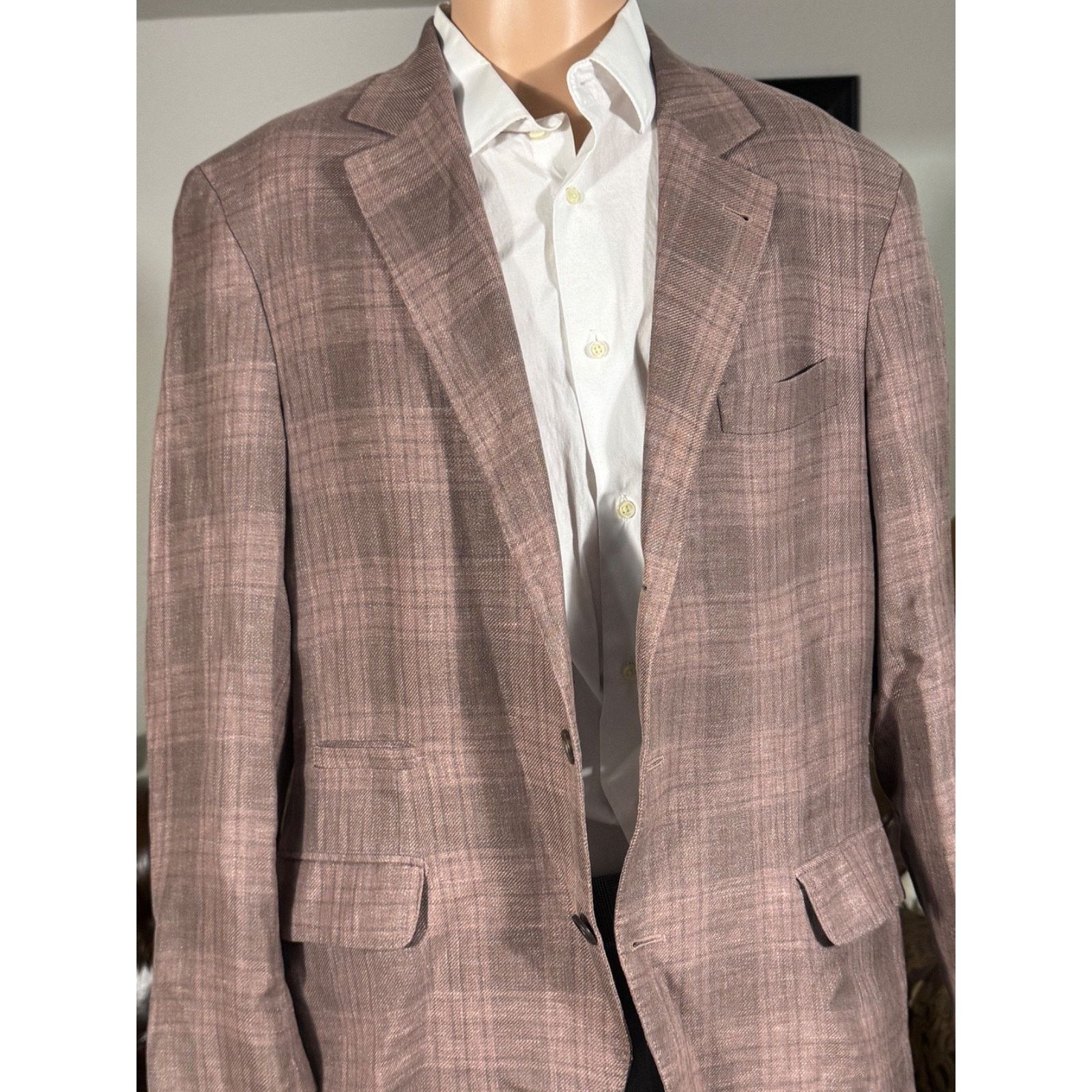 Brunello Cucinelli Brunello Cucinelli Peach Taupe Plaid Blazer Sport Jacket 42 Size 42R - 2 Thumbnail