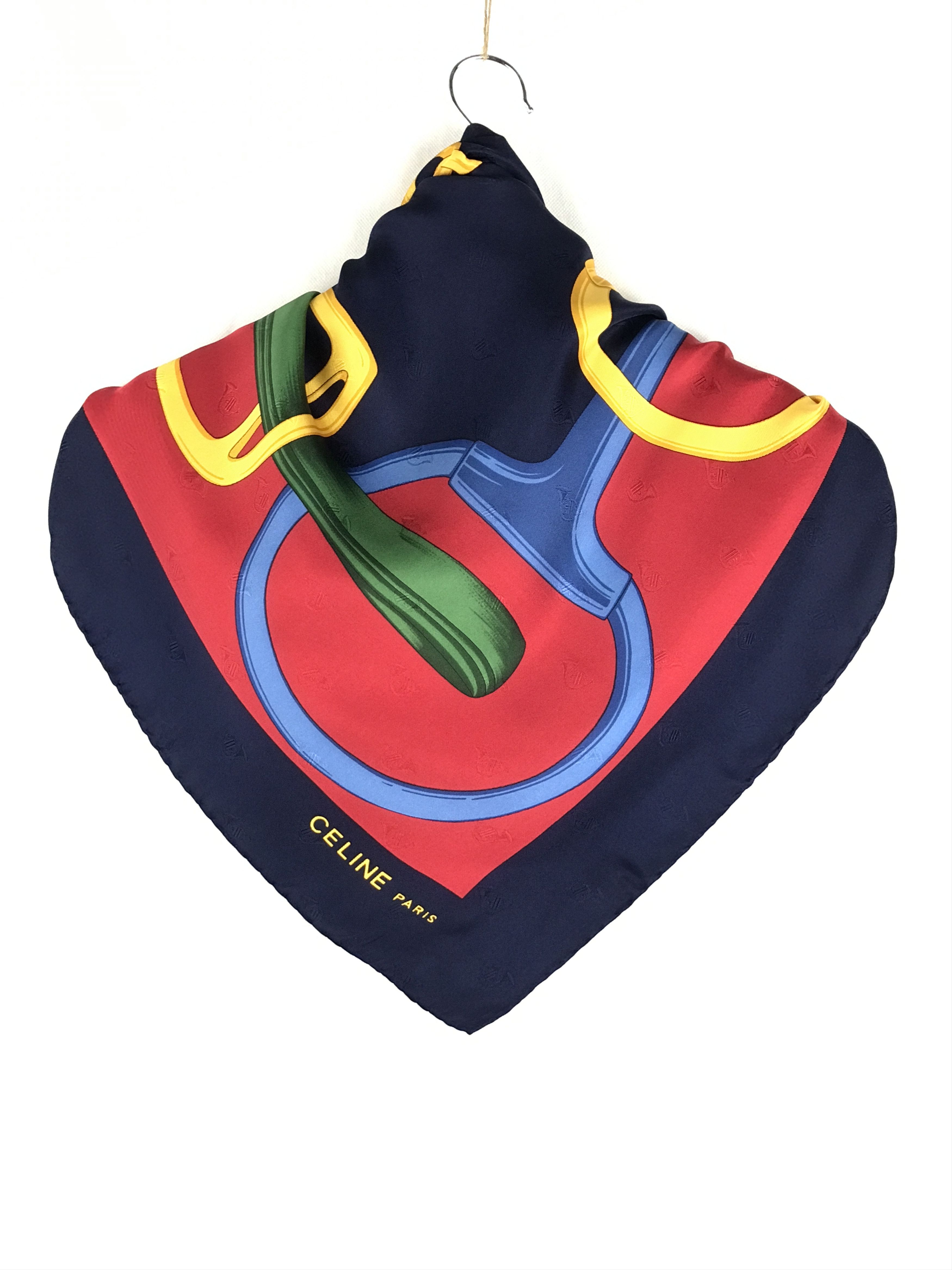 Celine × Vintage Vintage Celine Horsebit Silk Scarf Size ONE SIZE - 1 Thumbnail