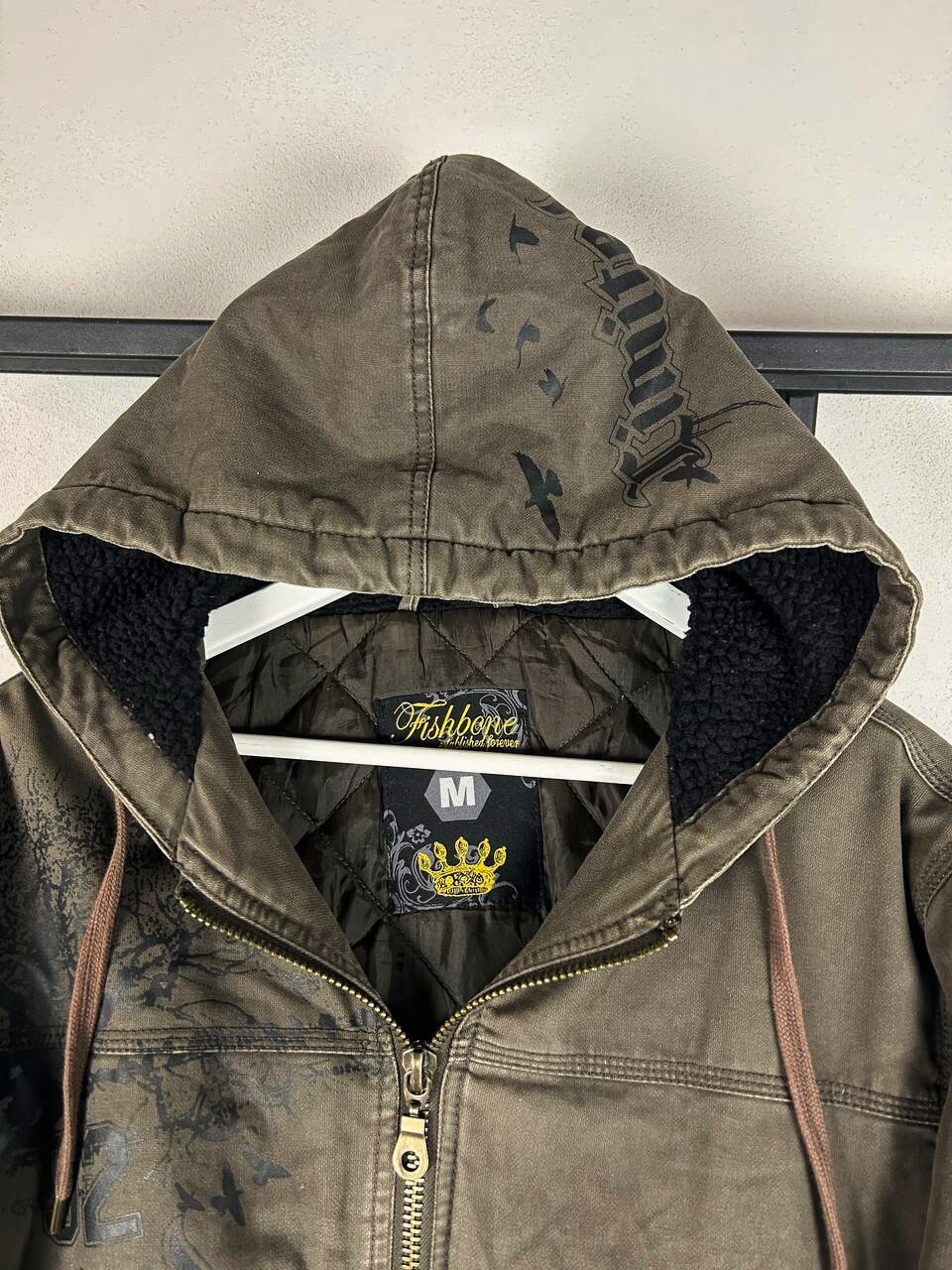 Vintage Fishbone Hooded Bomber Jacket Vintage Distressed Workwear Size US M / EU 48-50 / 2 - 6 Thumbnail