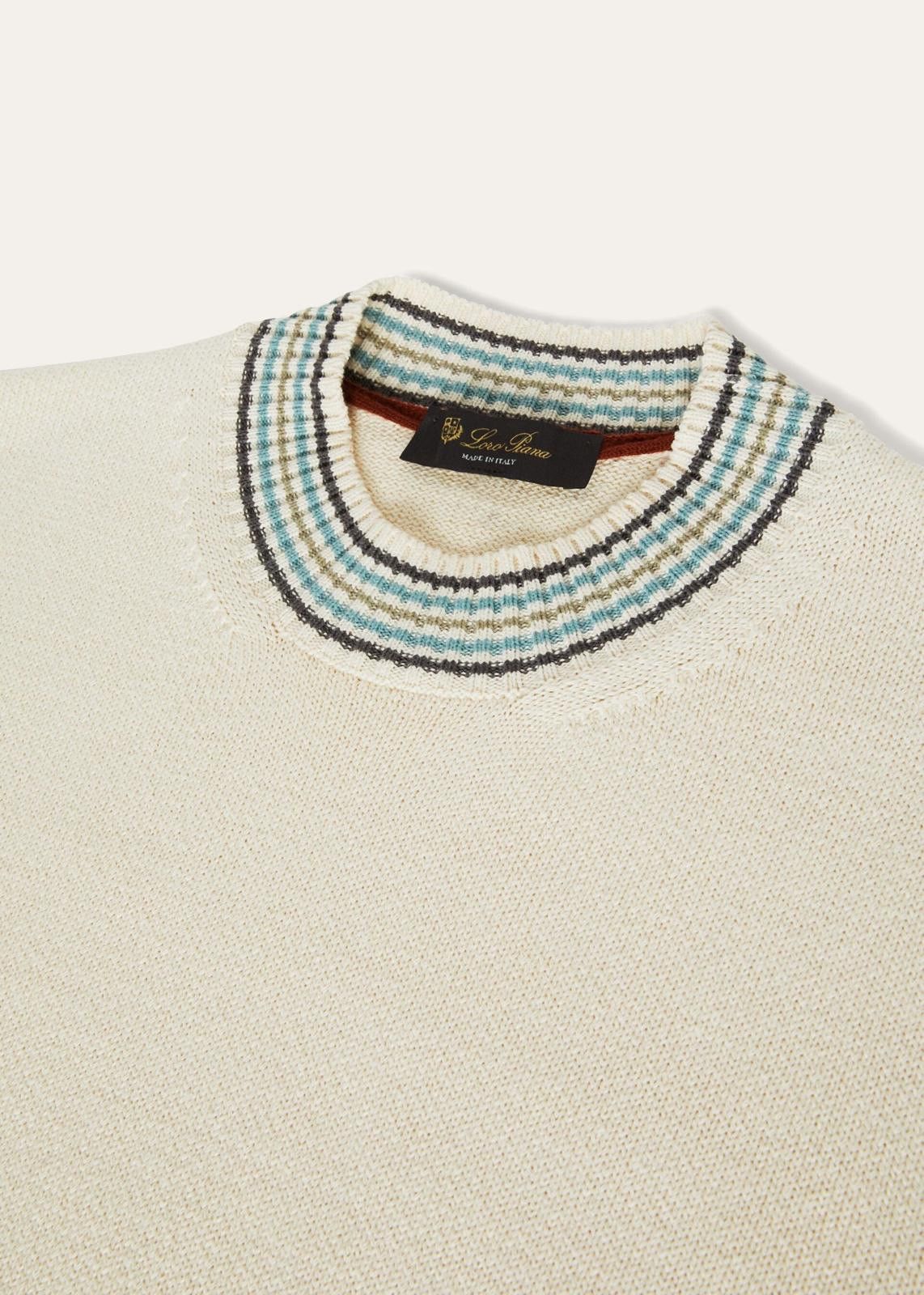 Loro Piana o1srvl11e0125 Cotton Silk T-Shirt in Off White Size L / US 10 / IT 46 - 3 Thumbnail