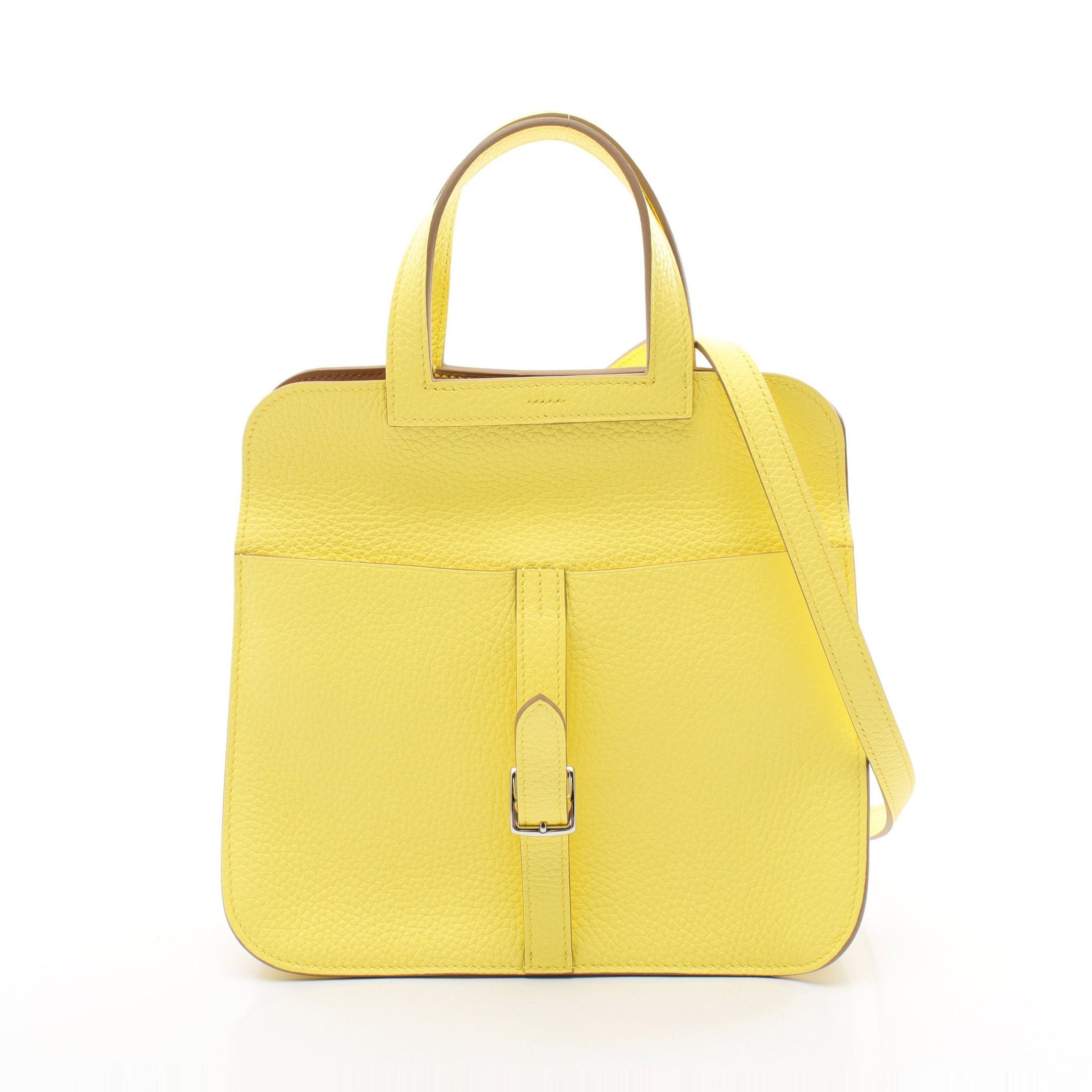 Hermes Hermes Arzan 25 Limoncello Biscuit Handbag Clemence Leather Veau Swift Yellow Brown Silver Hardware B Stamp Size ONE SIZE - 1 Thumbnail
