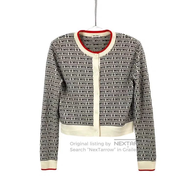 Miu Miu Miu Miu 40 Barrage logo wild cardigan Size L / US 10 / IT 46 - 1 Thumbnail