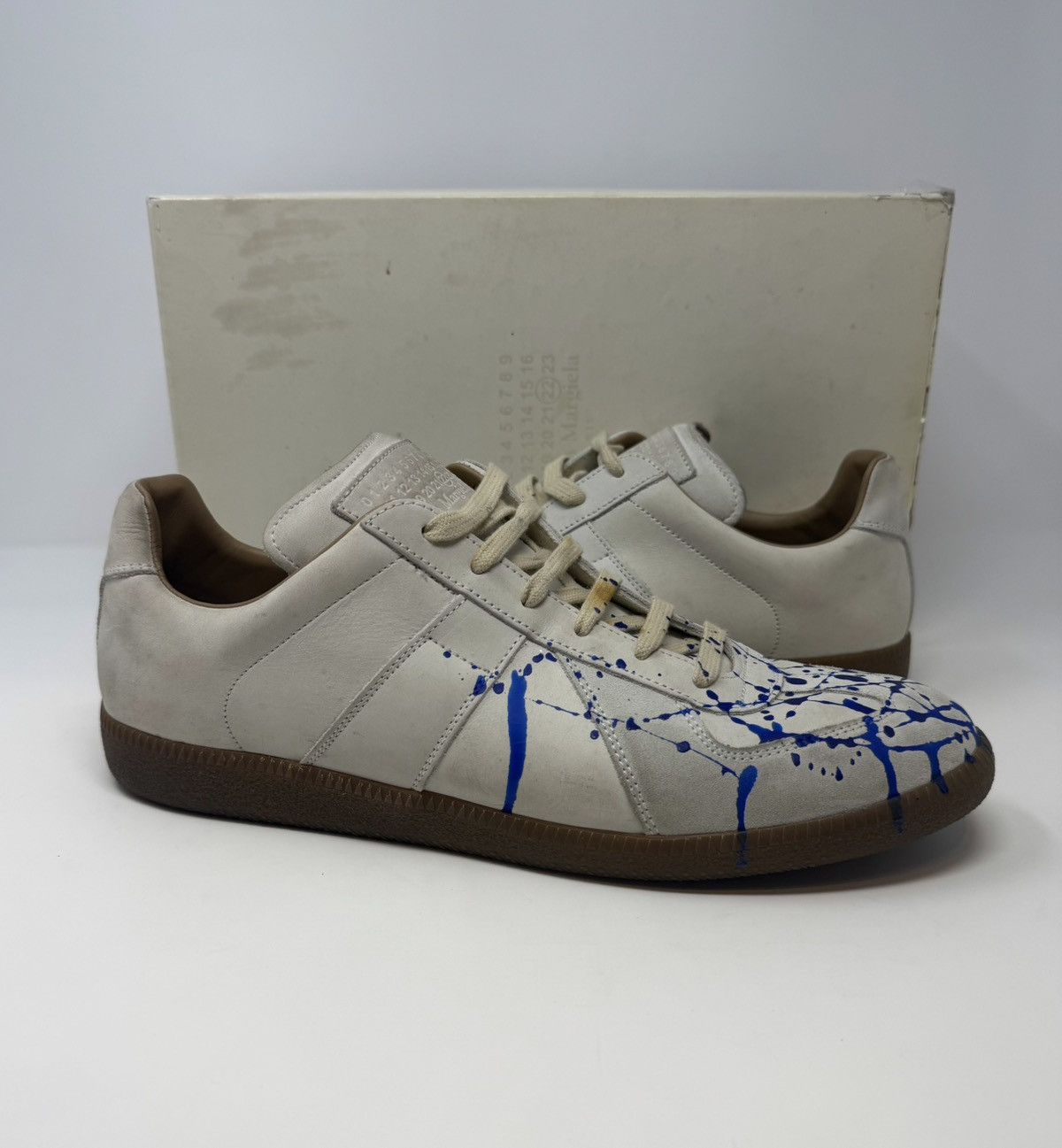 Maison Margiela Maison Margiela Replica GAT Paint Splatter White/Blue Size US 11 / EU 44 - 1 Thumbnail