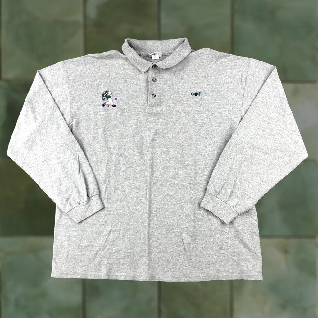 Vintage VINTAGE Cotton Deluxe Embroidered Golf Long Sleeve Collared Polo XL Gray Shirt Mens Size US XL / EU 56 / 4 - 1 Thumbnail