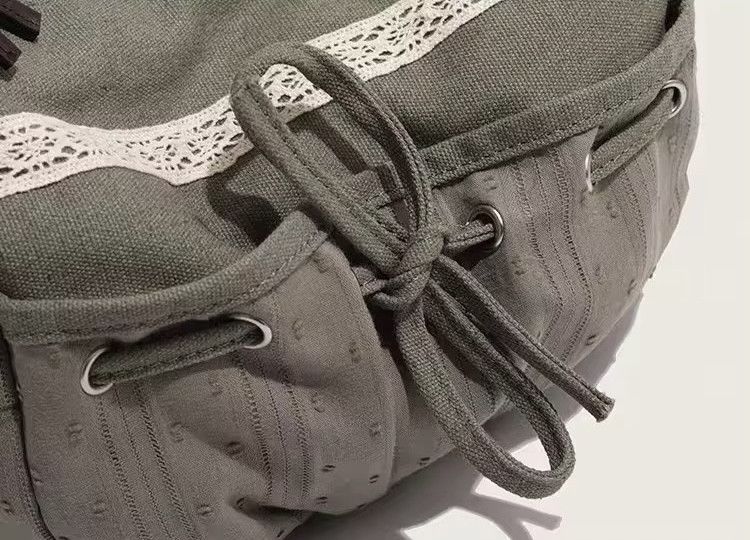 Japanese Brand Vintage Drawstring Bow Canvas Crossbody Bag Size ONE SIZE - 11 Thumbnail