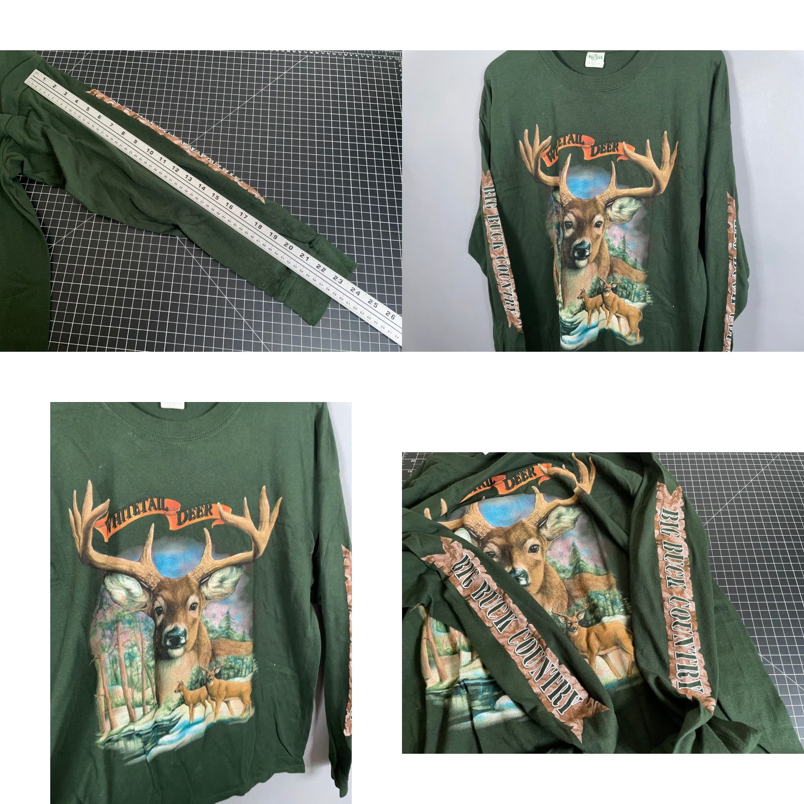 Vintage VINTAGE Keya Men’s Long Sleeve T-Shirt XL Dark Green Whitetail Deer Nature Outdoor Animal Graphic 90s Size US XL / EU 56 / 4 - 8 Thumbnail