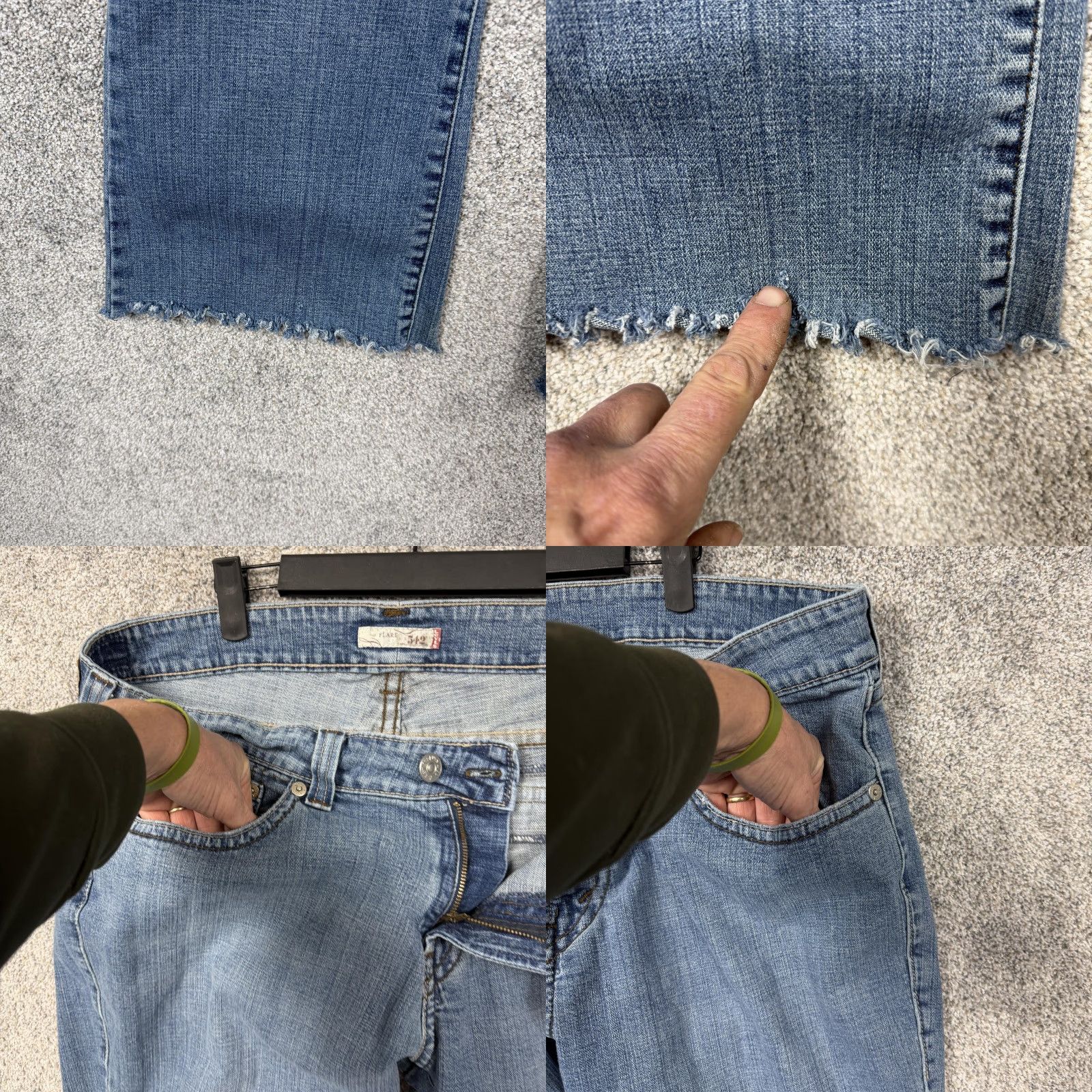 Levi's Levis Jeans 24W Plus Blue Stretch Denim Flare Raw Hem Crop 26.5in Inseam 43in Waist Womens Plus Size 24W Medium Denim Jeans Size 42" / US 20 - 8 Thumbnail