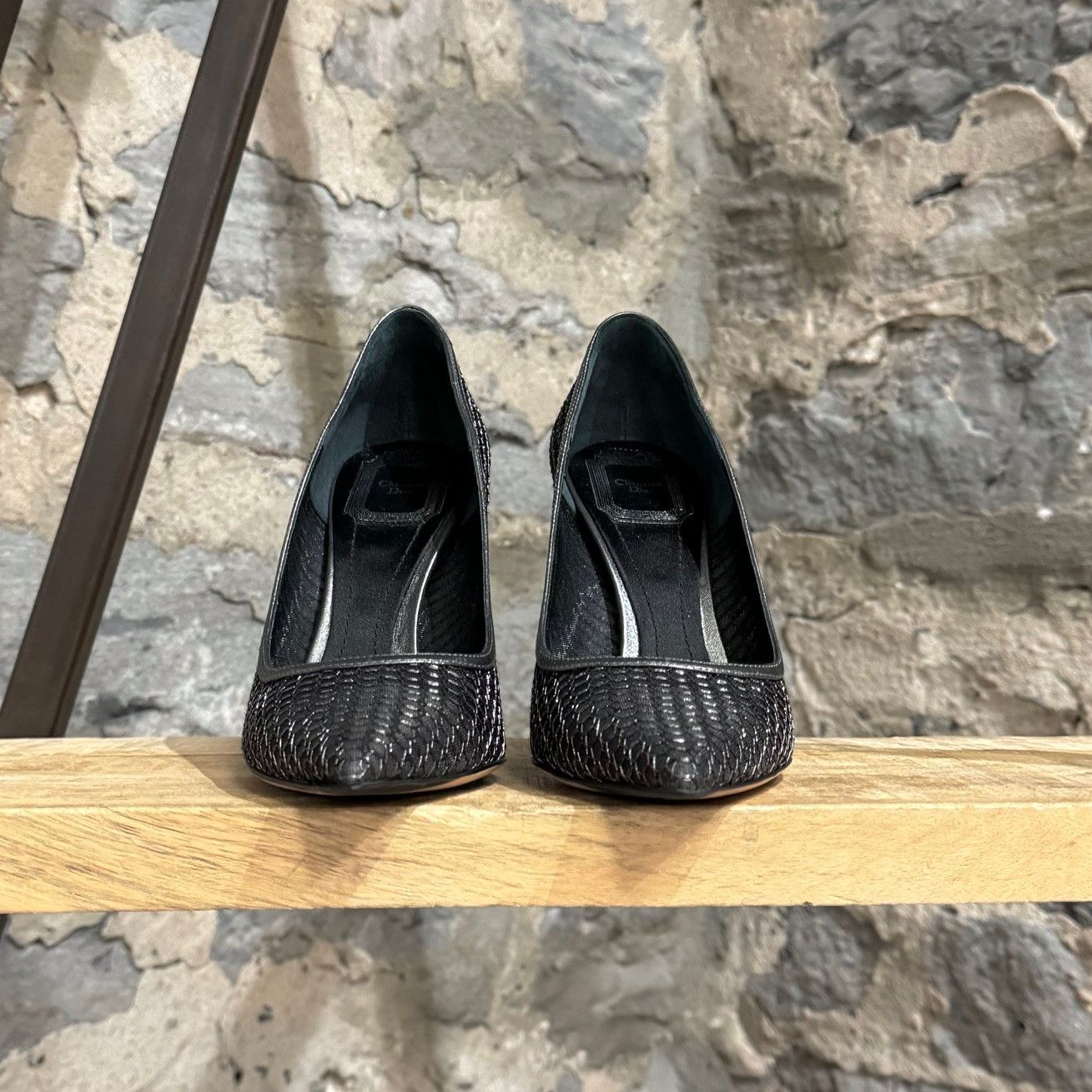 Dior Dior Silver Black Metallic Mesh Pointy Pumps Size US 9 / IT 39 - 3 Thumbnail