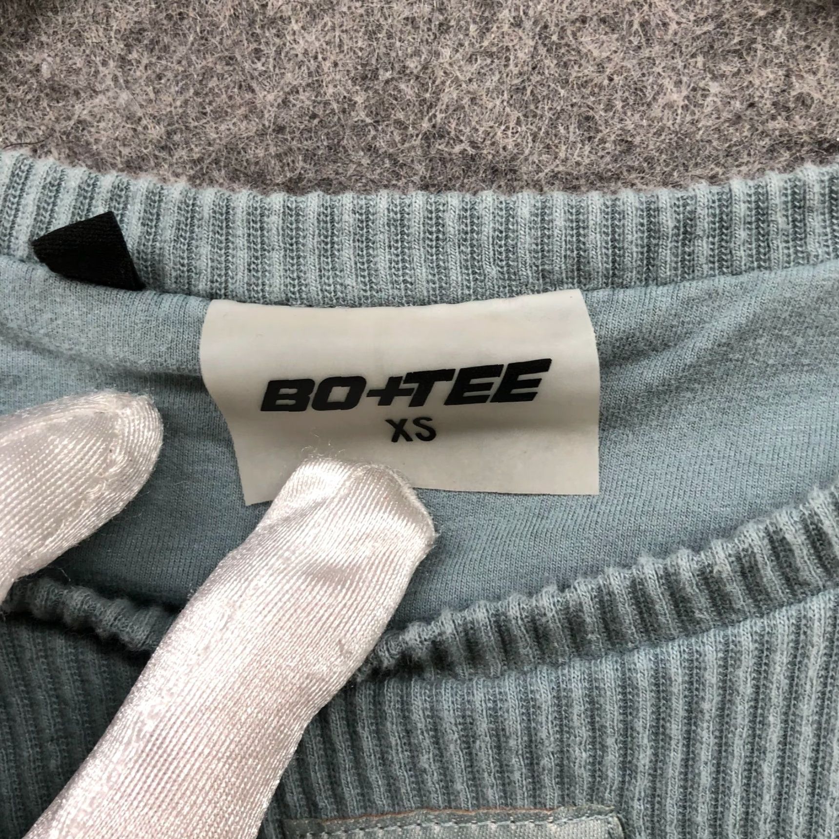 Vintage Bo+Tee Cropped Sweatshirt Womens XS Ribbed Crewneck Active Light Blue Teal Size XS / US 0-2 / IT 36-38 - 5 Thumbnail