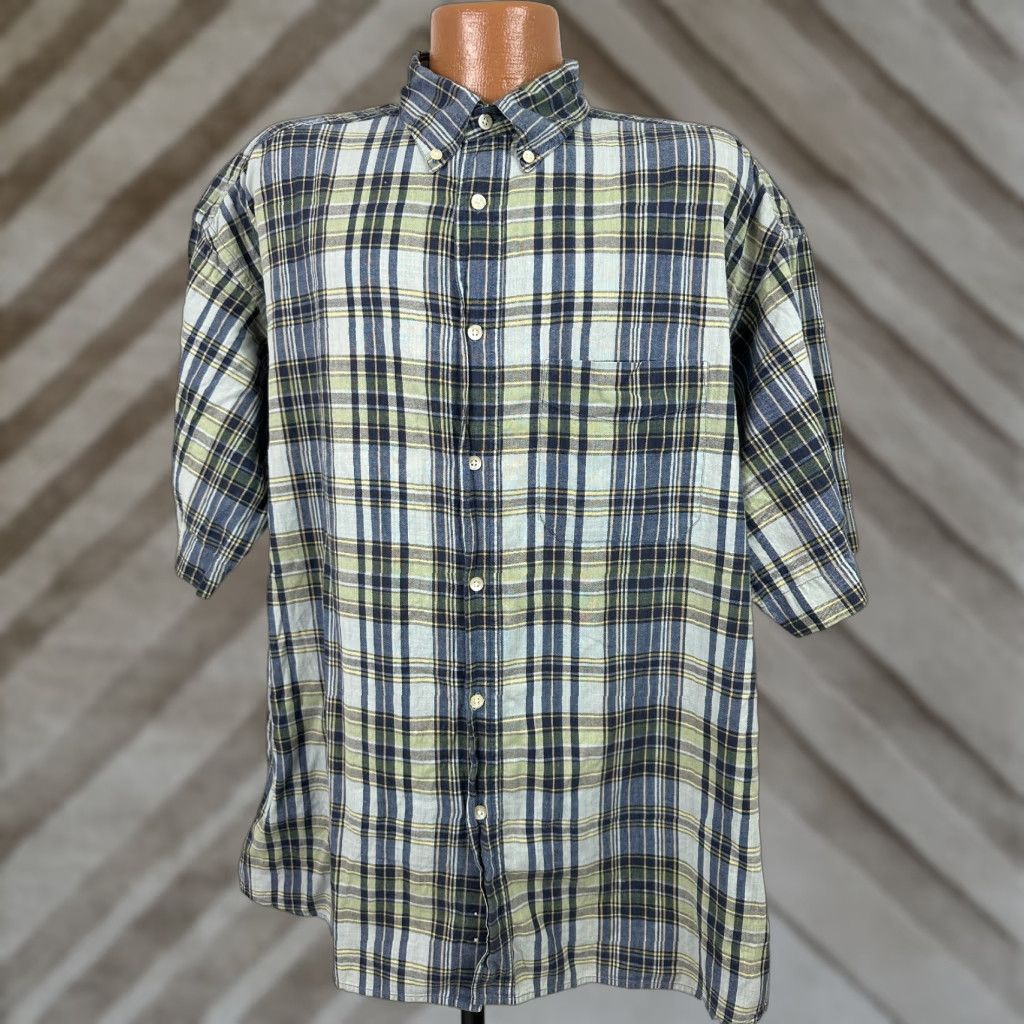Banana Republic VINTAGE Banana Republic Shirt XL Oversized Button Down Lightweight Cotton Blue Plaid Mens Size US XL / EU 56 / 4 - 1 Thumbnail