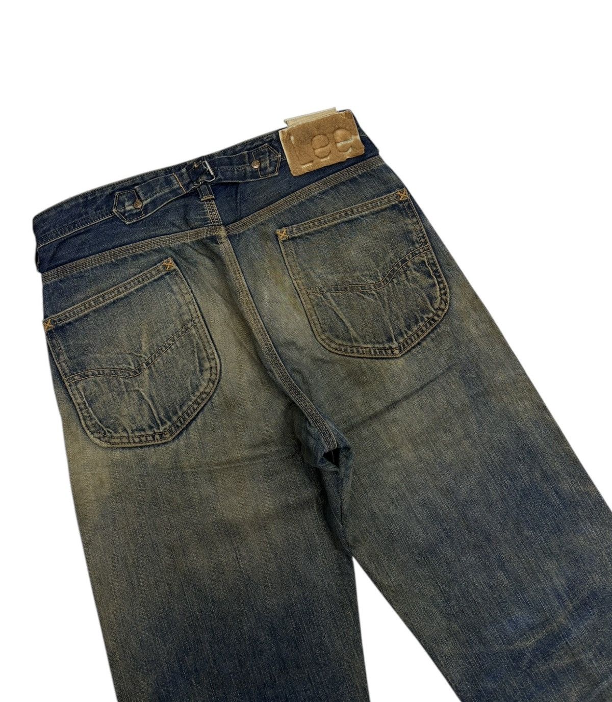 Lee 🔥VINTAGE LEE COWBOY SELVEDGE BUCKLE BACK DISTRESSED DENIM Size US 31 - 8 Thumbnail