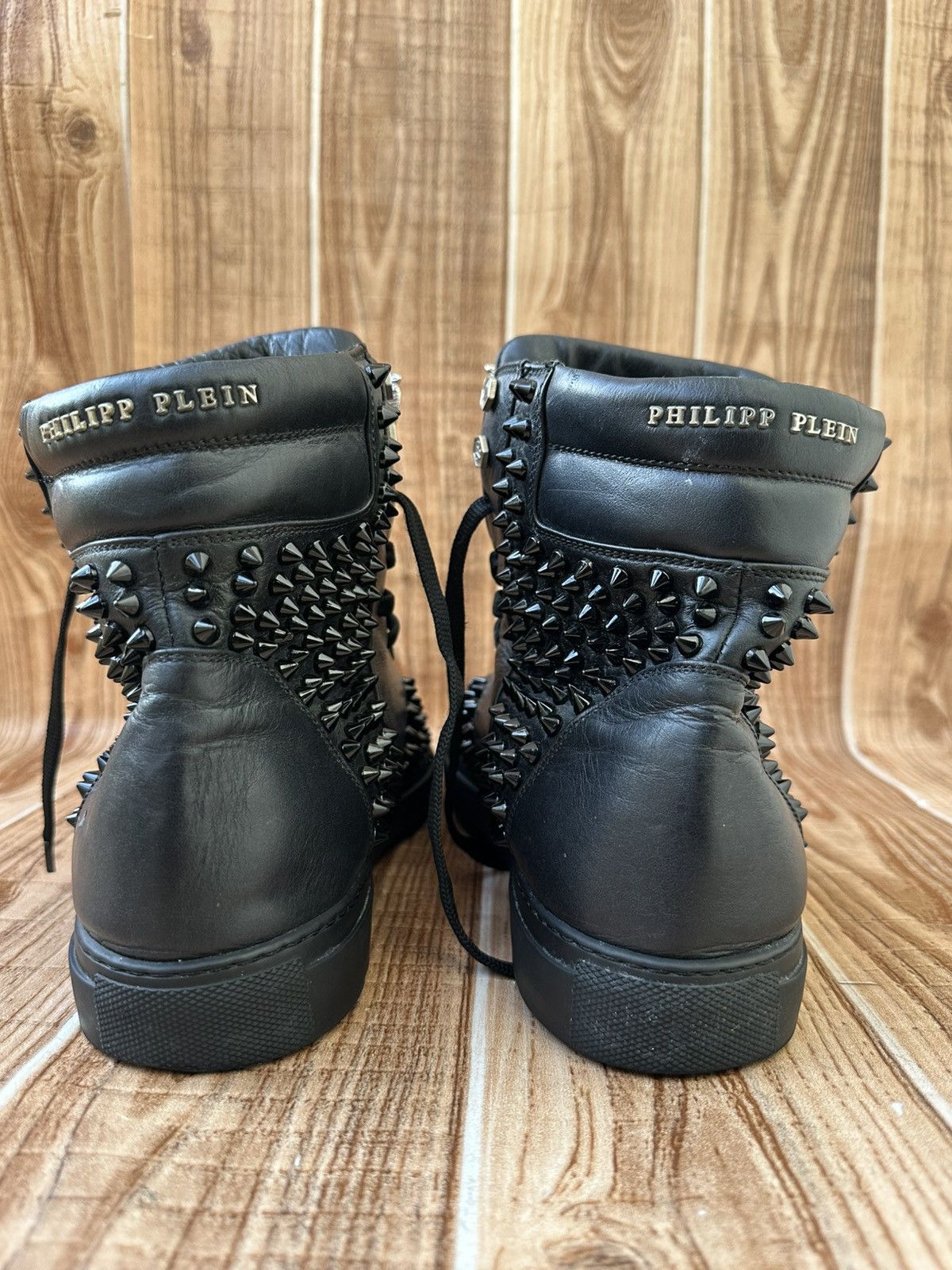 Philipp Plein Phillip Plein Black Leather Studded Hightops / Eagle Size US 10 / EU 43 - 18 Thumbnail