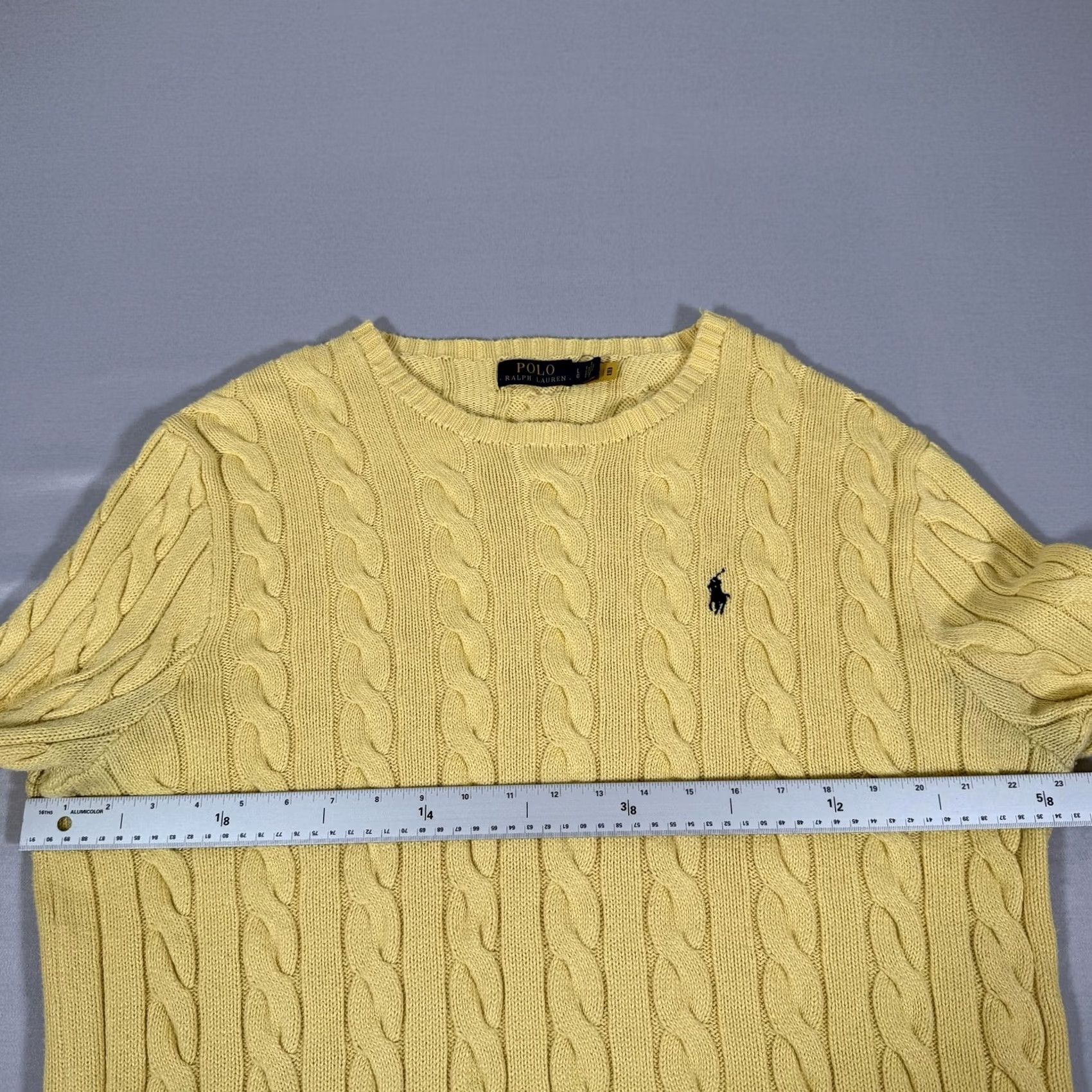 Polo Ralph Lauren Polo Ralph Lauren Sweater Mens Large Yellow Cable-Knit Crewneck Pullover Pony Size US L / EU 52-54 / 3 - 4 Thumbnail