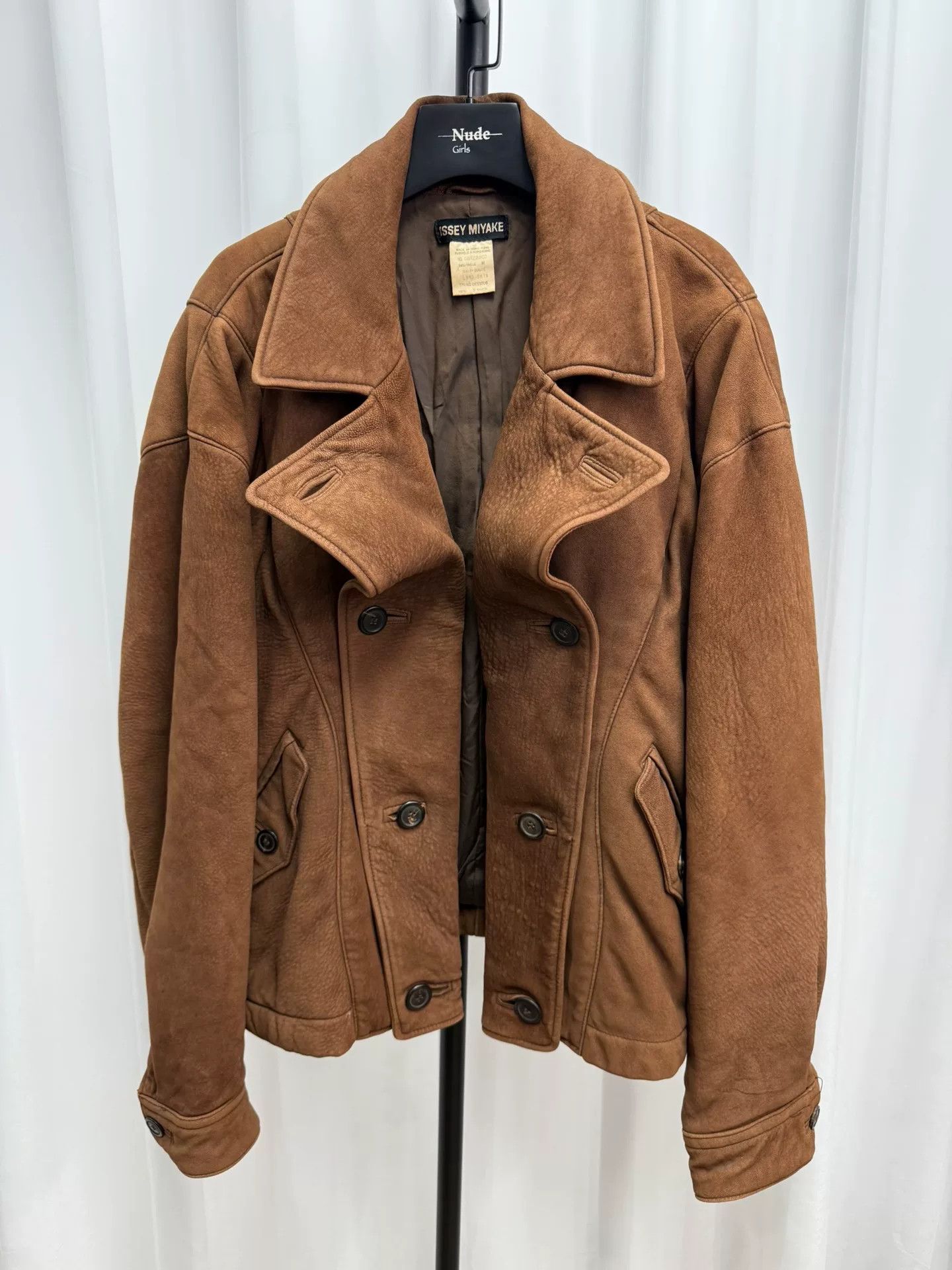 Issey Miyake Double-Breasted Leather Jacket