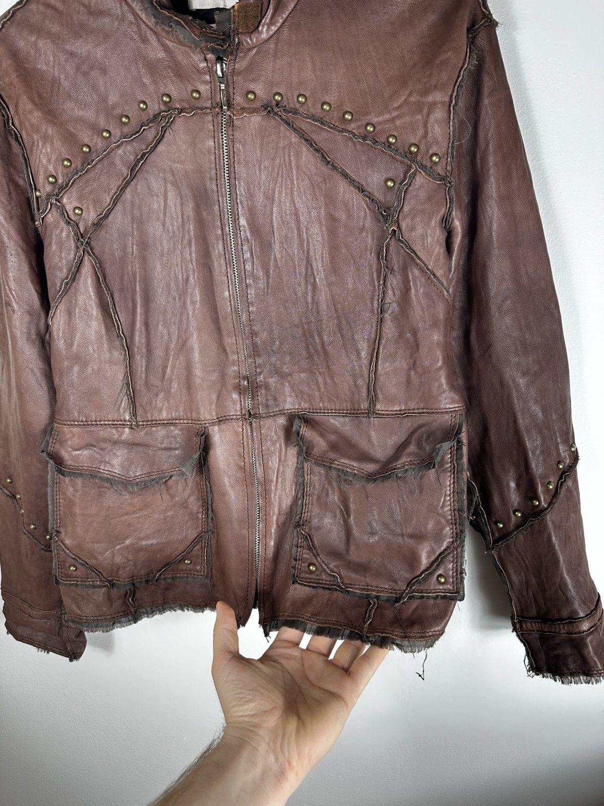 Leather Vintage Lederjacke Braun – Italian Real Leather Kor@kor Size S / US 4 / IT 40 - 5 Thumbnail