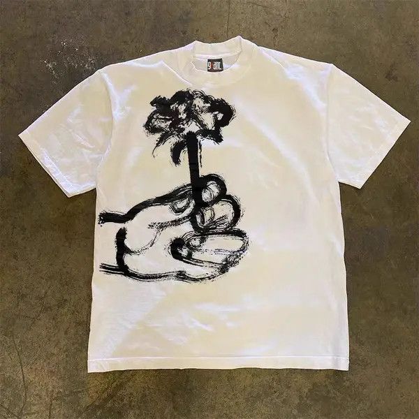 Japanese Brand White Loose Give You A Flower Print Short Sleeve T-Shirt Size US M / EU 48-50 / 2 - 8 Thumbnail