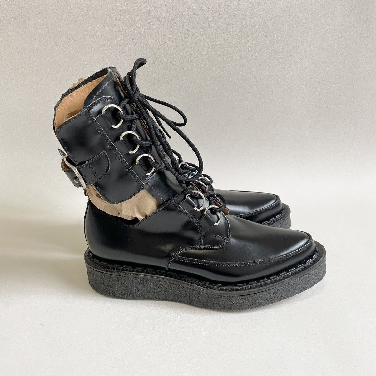 Comme des Garcons Black Leather Combat Boot Creepers Size US 9 / IT 39 - 18 Thumbnail