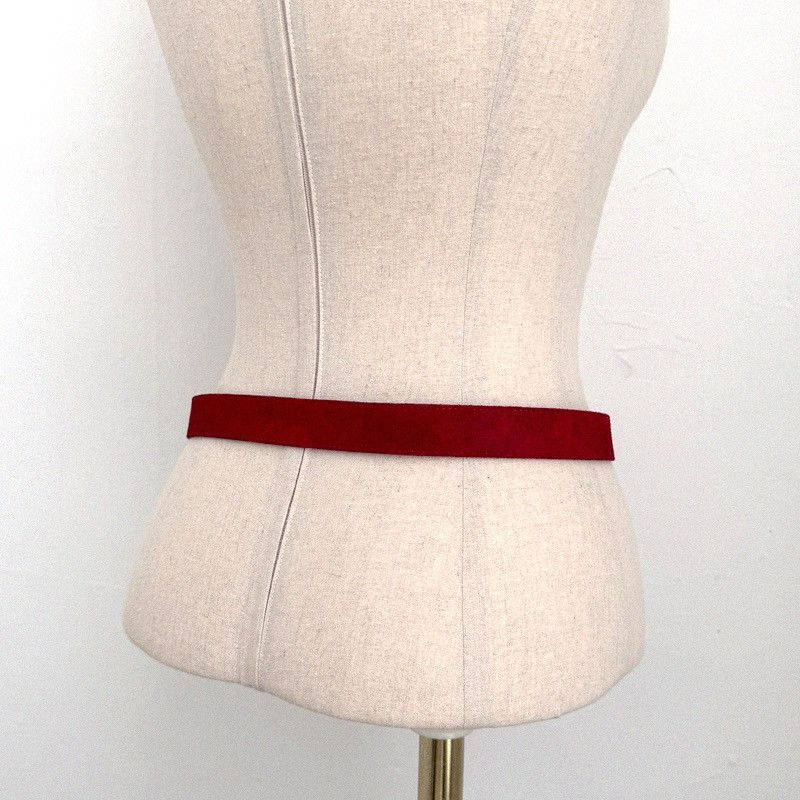 Balenciaga Balenciaga Red Suede Leather Belt Gold Buckle Size ONE SIZE - 3 Thumbnail