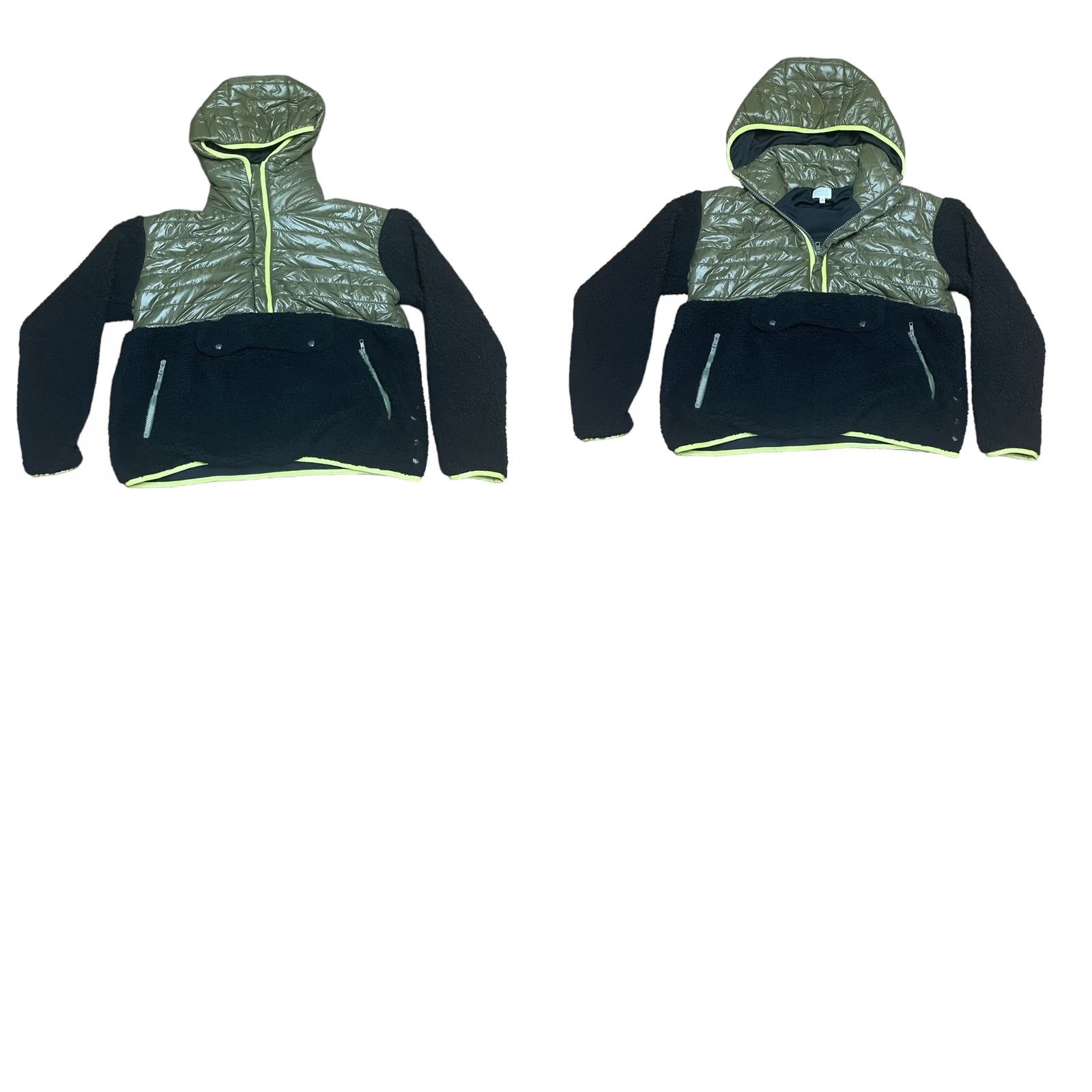 Vintage Dee Elly Jacket Womens 1/2 Zip Fleece Green Black Puffy Mid-Length Regular Size S Pullover Jacket Size S / US 4 / IT 40 - 9 Thumbnail