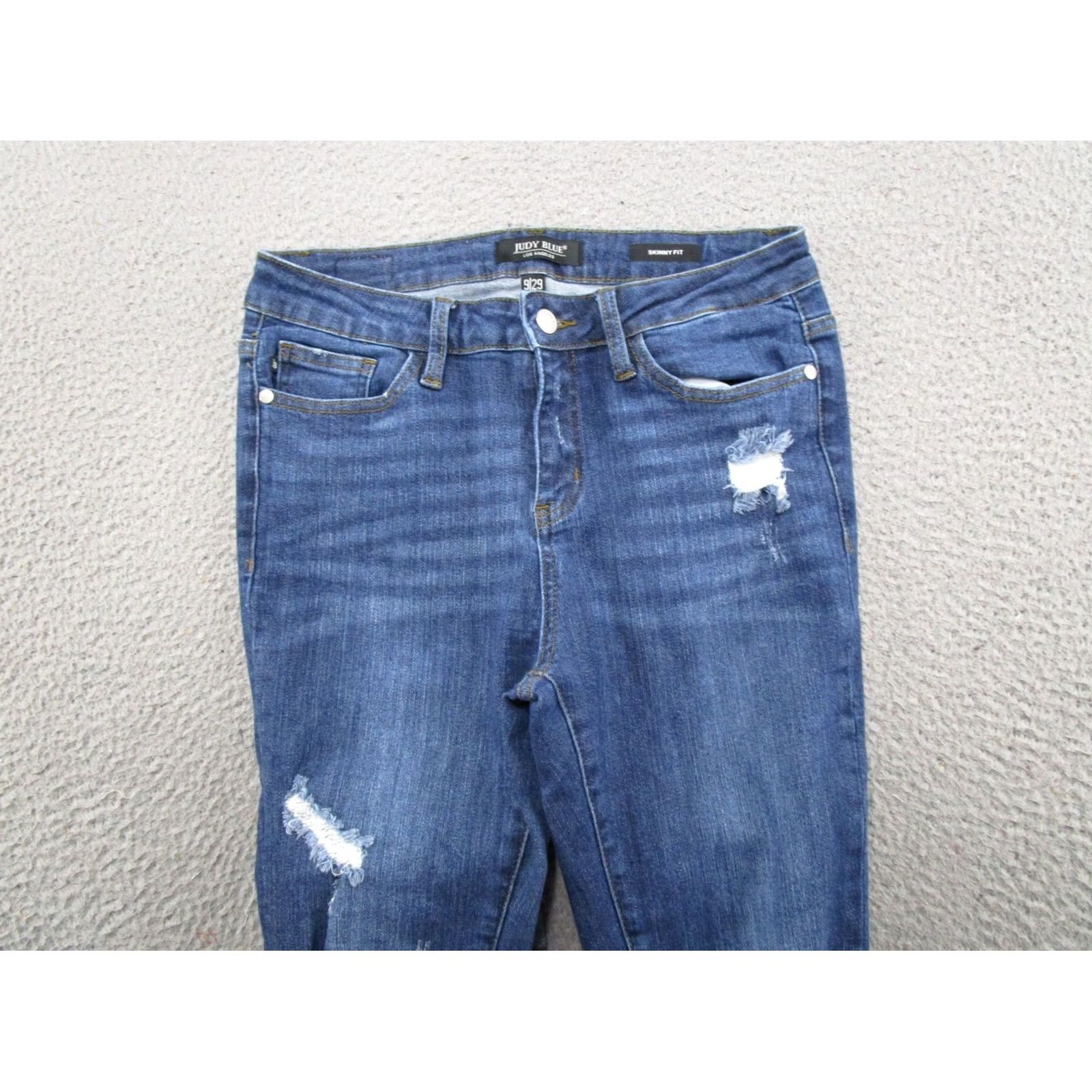 Denime Judy Blue Womens Cuffed Distressed Denim Skinny Fit Blue Jeans 9/29 Regular Size 29 Womens Jeans Blue Skinny Womens Size 29" - 3 Thumbnail
