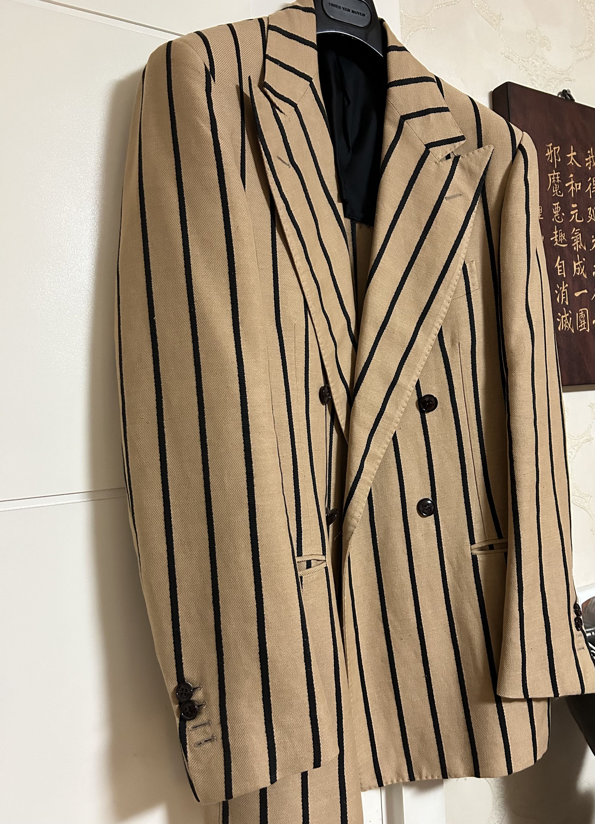 image of Mp Massimo Piombo Massimo Piombo Double Breasted Jacket in Beige Stripe, Men's (Size Small)
