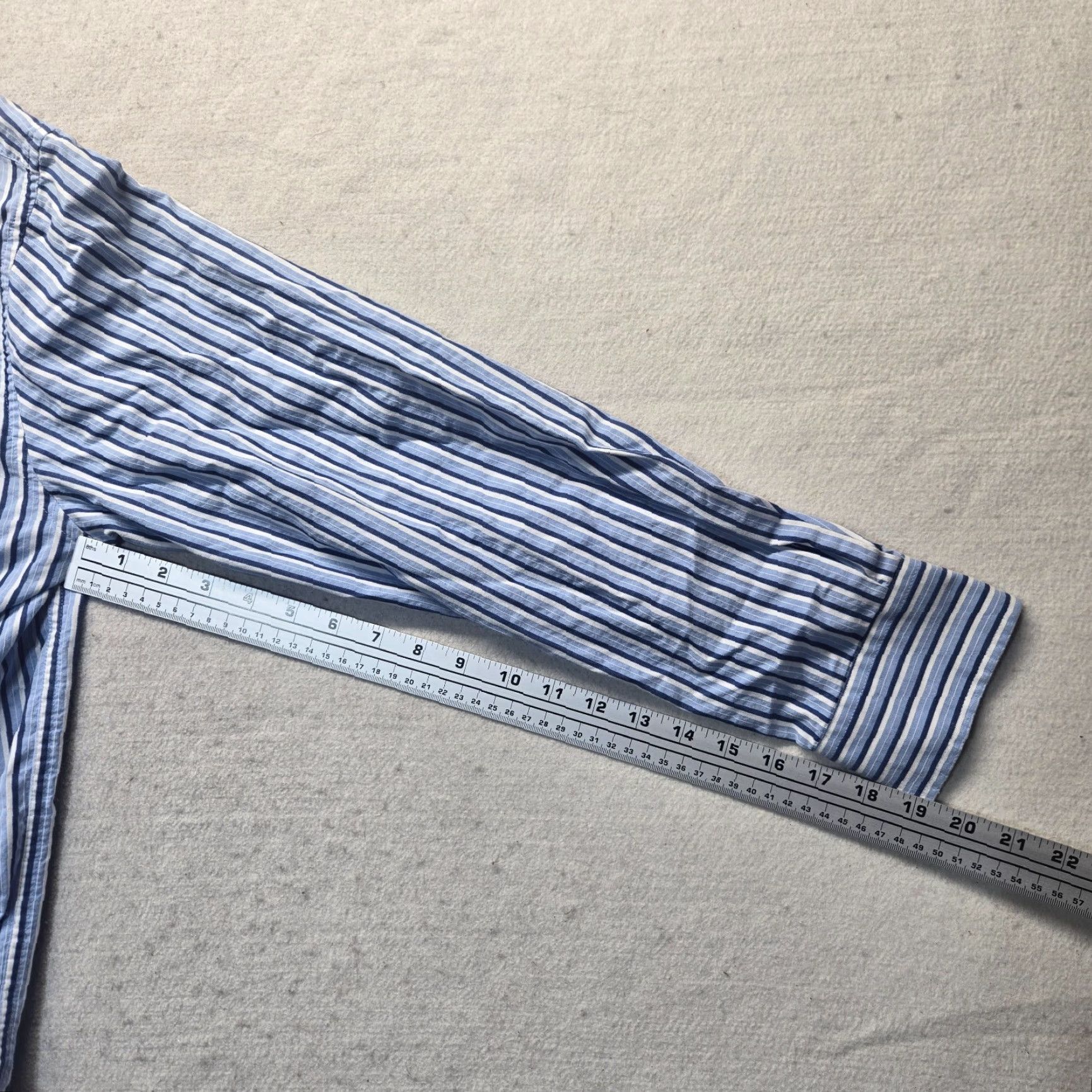Basic Editions Basic Editions Blue Striped Long Sleeve Button Up Shirt Top Adult Men's M Medium Shirt Size US M / EU 48-50 / 2 - 4 Thumbnail