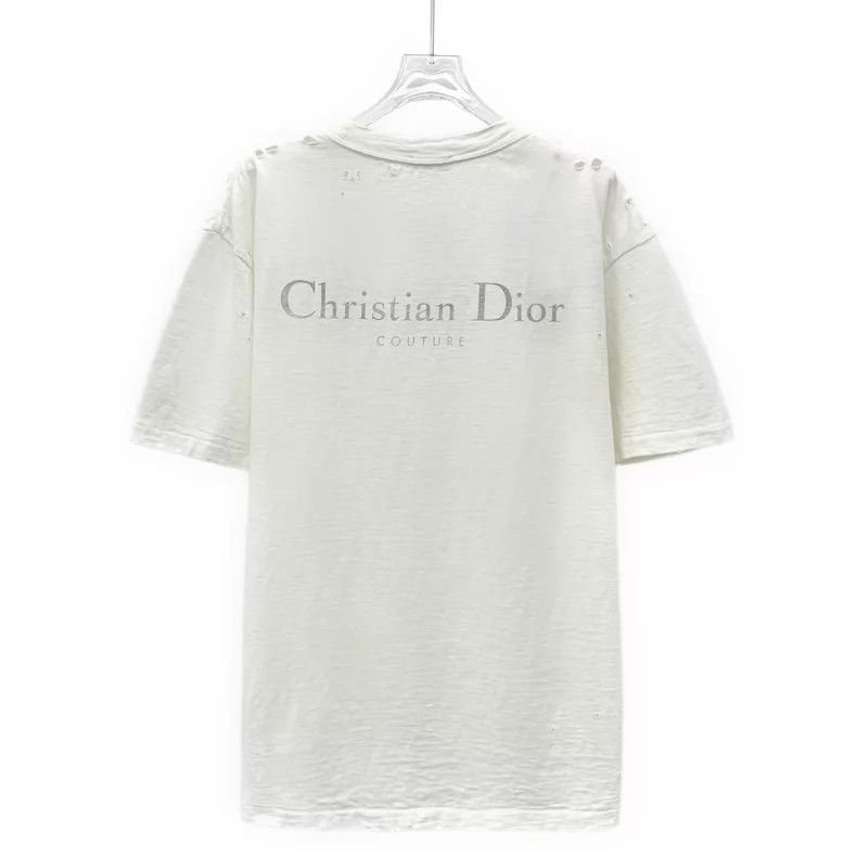 Dior Dior White hole design cotton round-neck short-sleeved T-s Size US M / EU 48-50 / 2 - 2 Thumbnail