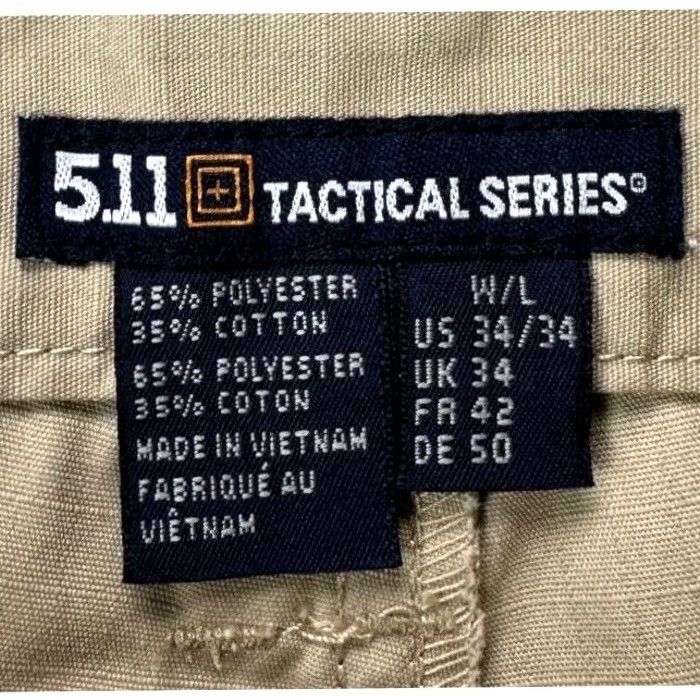 Vintage 5.11 Tactical Pants Men 34X34 Tan Ripstop Cargo Flat Front Work Pockets Beig e Casual Mens Pants Regular Inseam 34 Size US 34 / EU 50 - 5 Thumbnail
