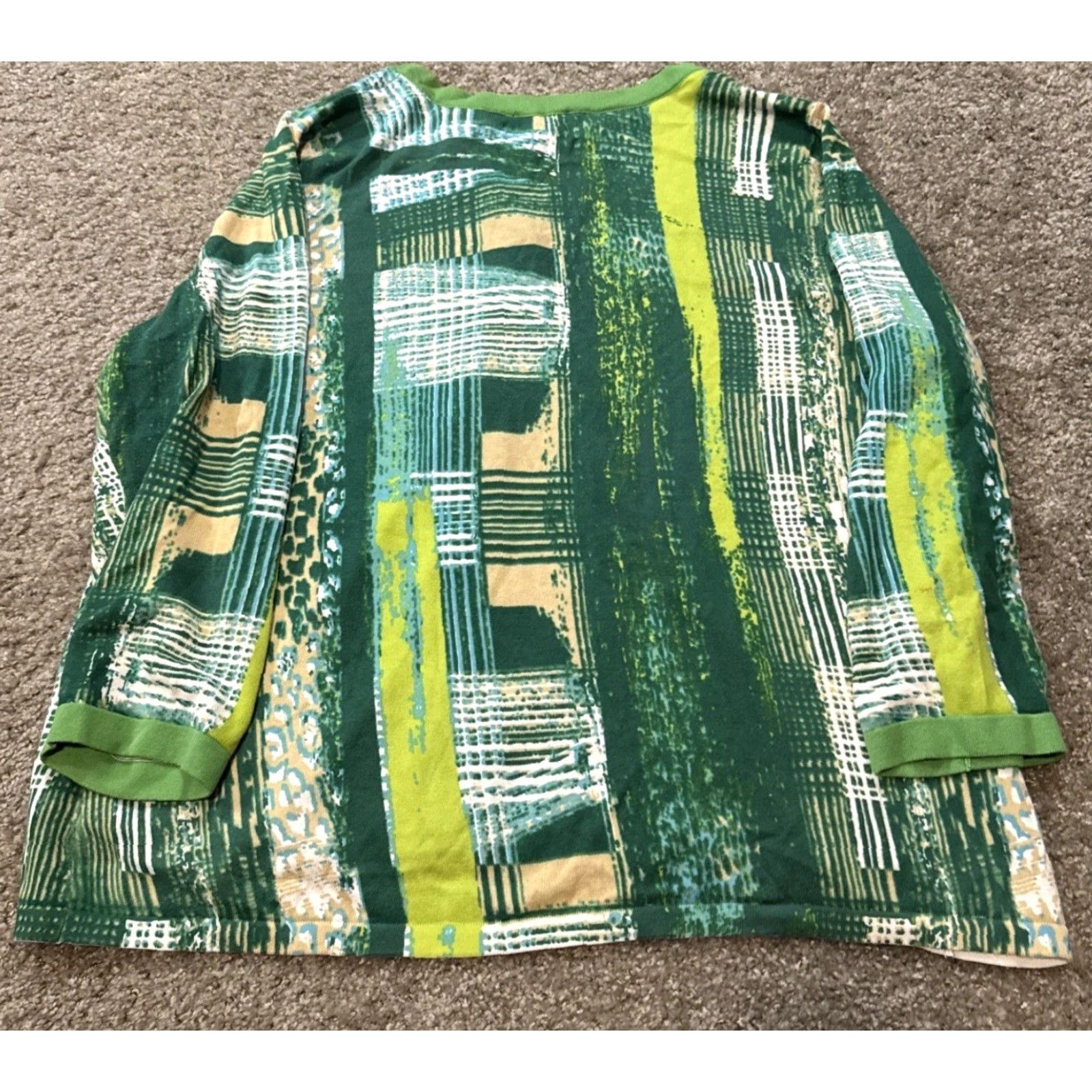 Bob Mackie VINTAGE Bob Mackie Wearable Art Green Patchwork Style Cardigan 2XL Women Cotton Sweater Art Womens Size XXL / US 16-18 / IT 52-54 - 8 Thumbnail