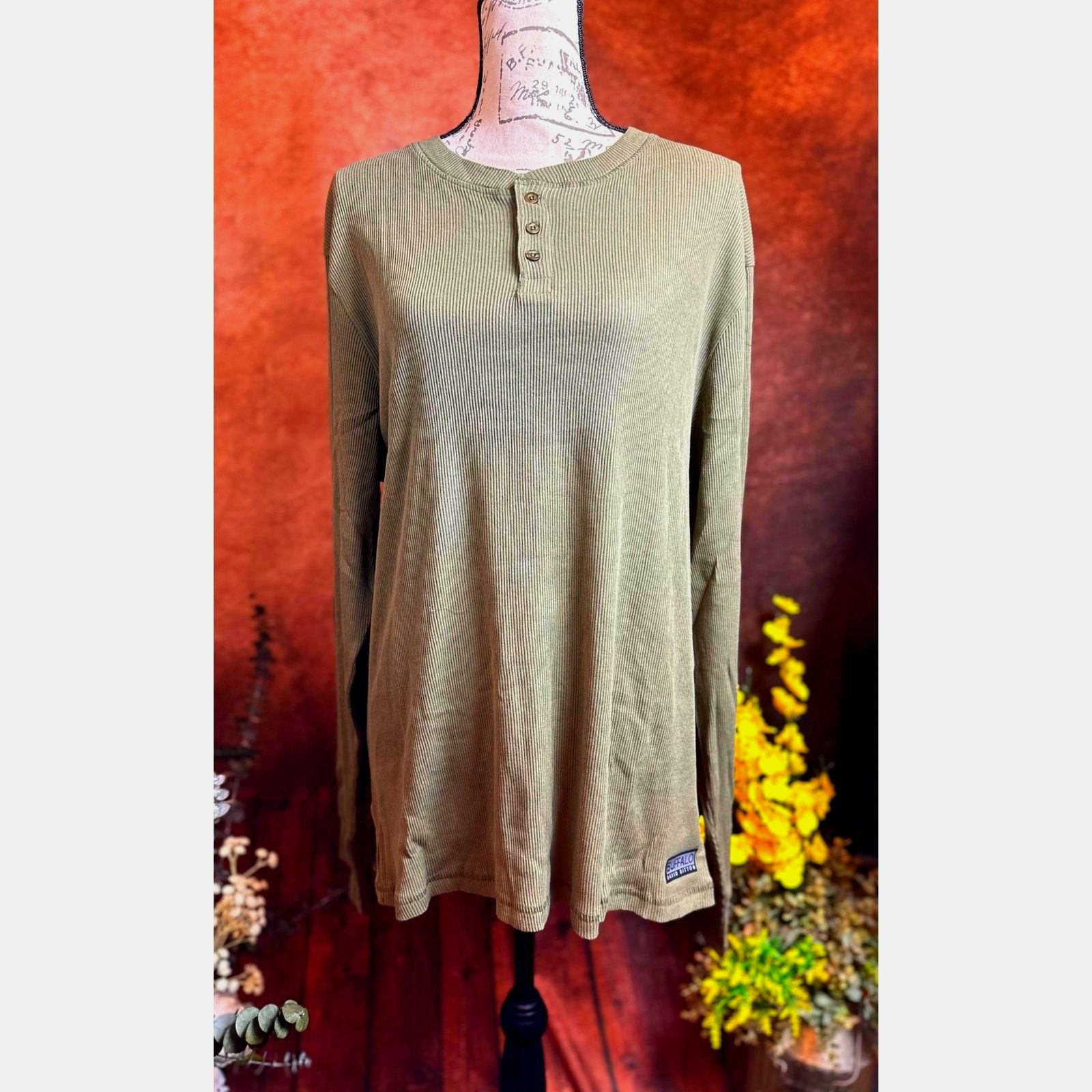 Other Buffalo Nirvana Long Sleeve Henley Olive Mens XXL Size US XXL / EU 58 / 5 - 4 Thumbnail