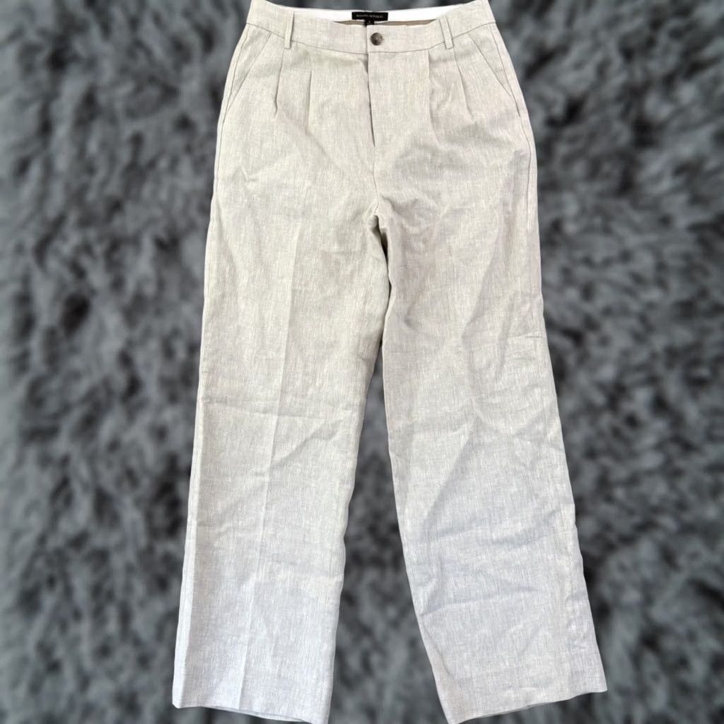 Banana Republic Banana Republic Pants Womens 2 Red Trouser Ivory Linen High Waist Pleated Wide Leg Size 26" / US 2 / IT 38 - 1 Thumbnail