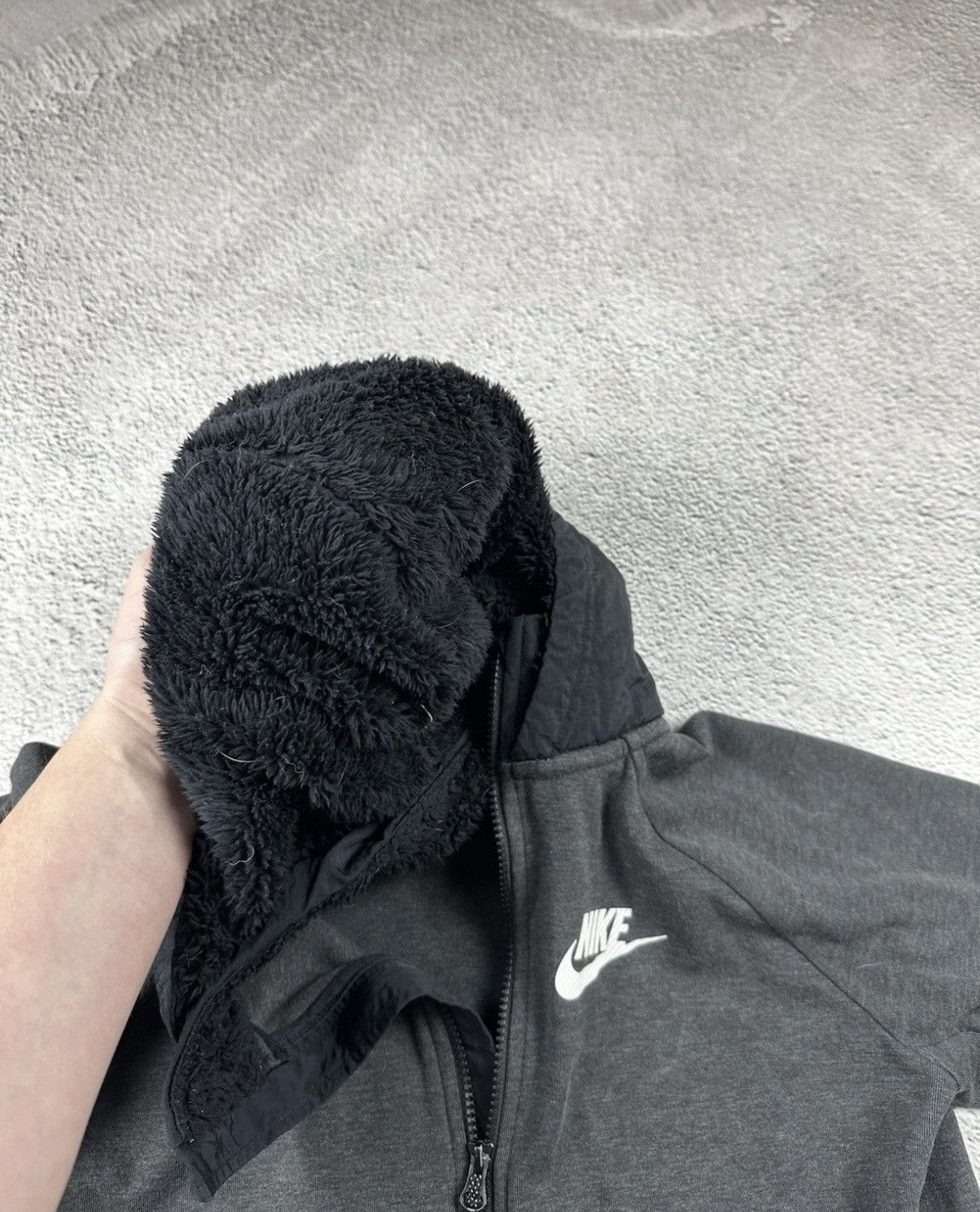 Nike Vintage Nike Fur Fuzzy Faux Full Zip Hoodie Nylon Bomber Y2K Size XS / US 0-2 / IT 36-38 - 6 Thumbnail