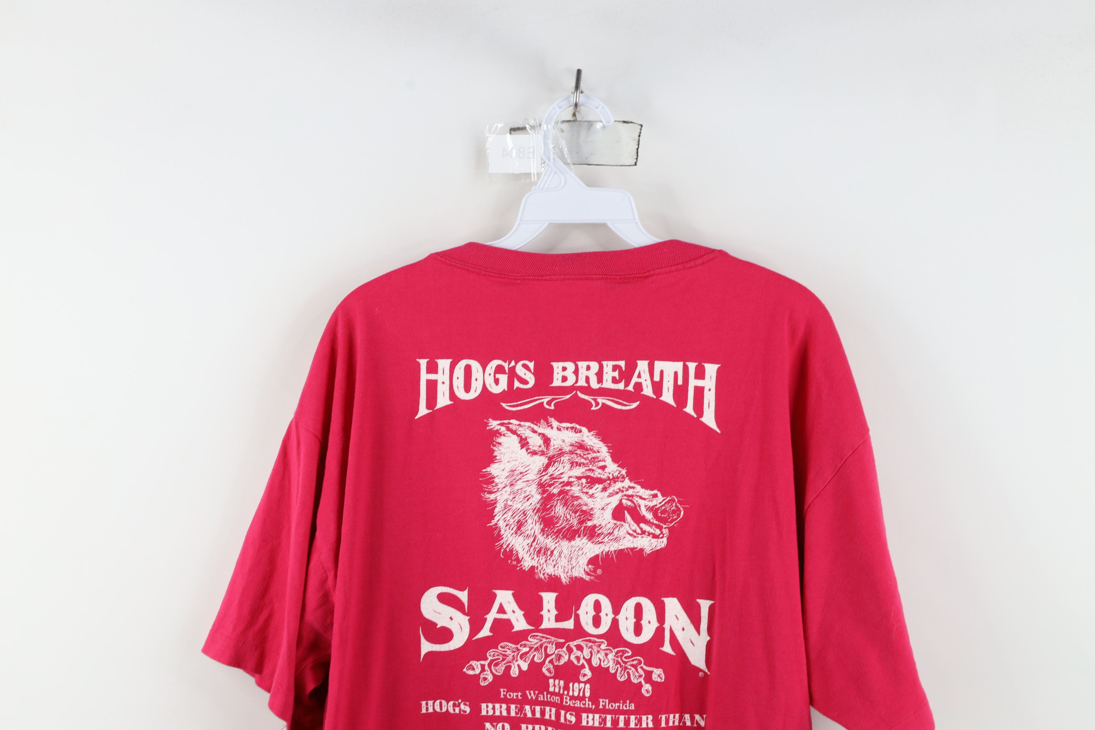 Vintage Vintage 90s Hogs Breath Saloon Short Sleeve T-Shirt Pink USA Size US XL / EU 56 / 4 - 11 Thumbnail