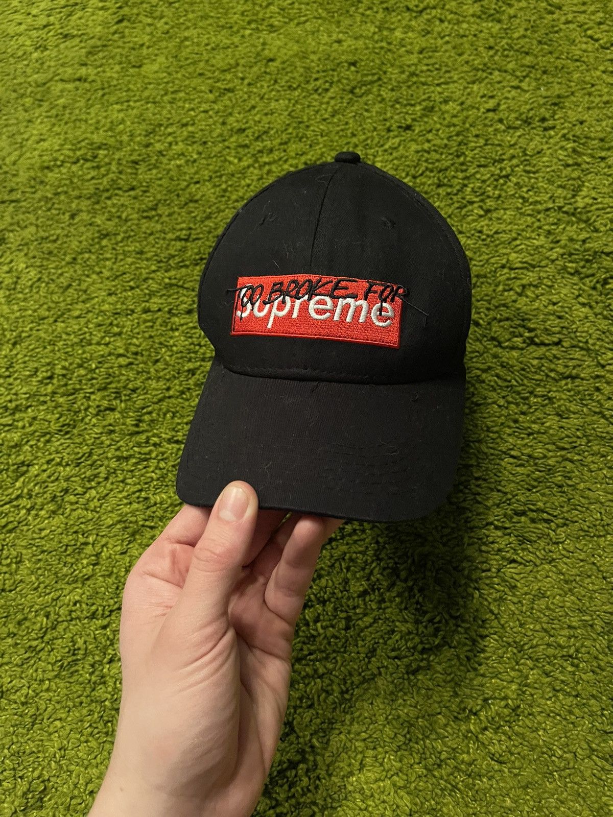 Designer × Vintage Too broke for Supreme bootleg box logo cap Size 32 - 1 Thumbnail