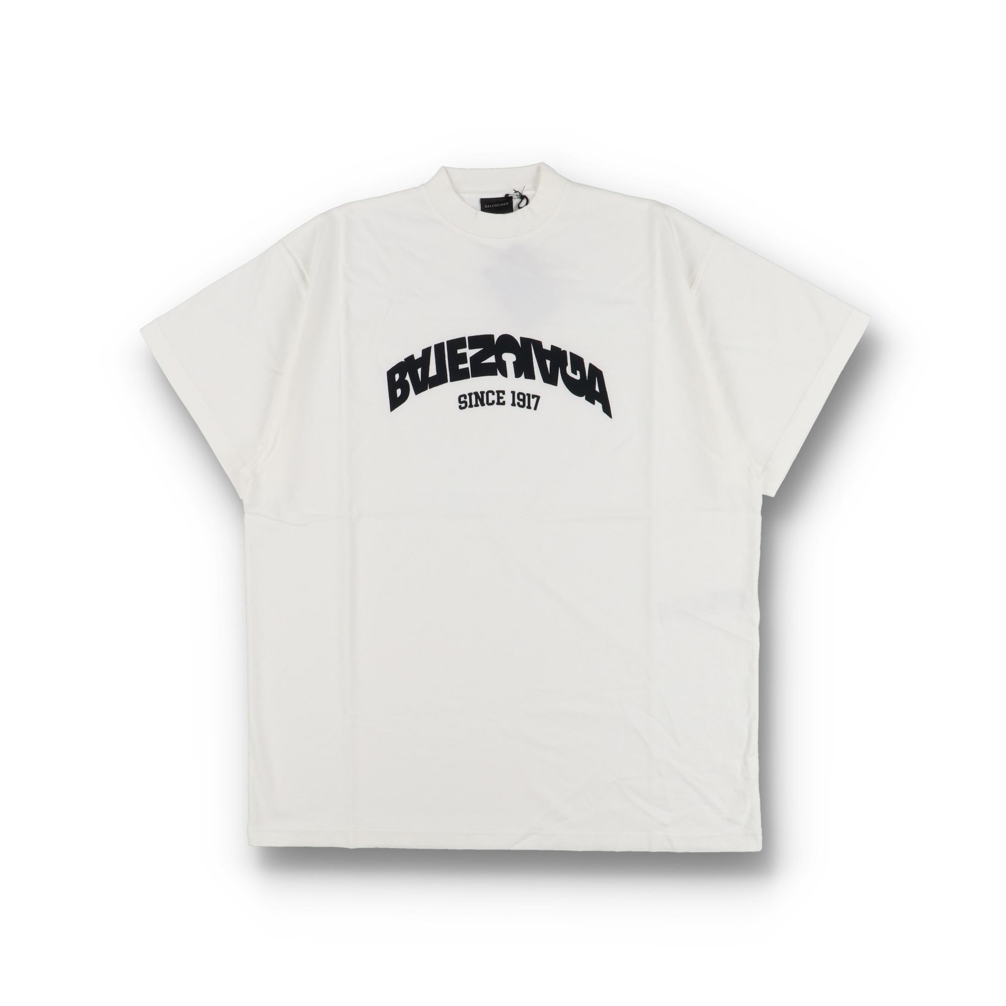 Balenciaga White Embroidered Back Flip Logo Oversized T-Shirt Size S / US 4 / IT 40 - 2 Thumbnail